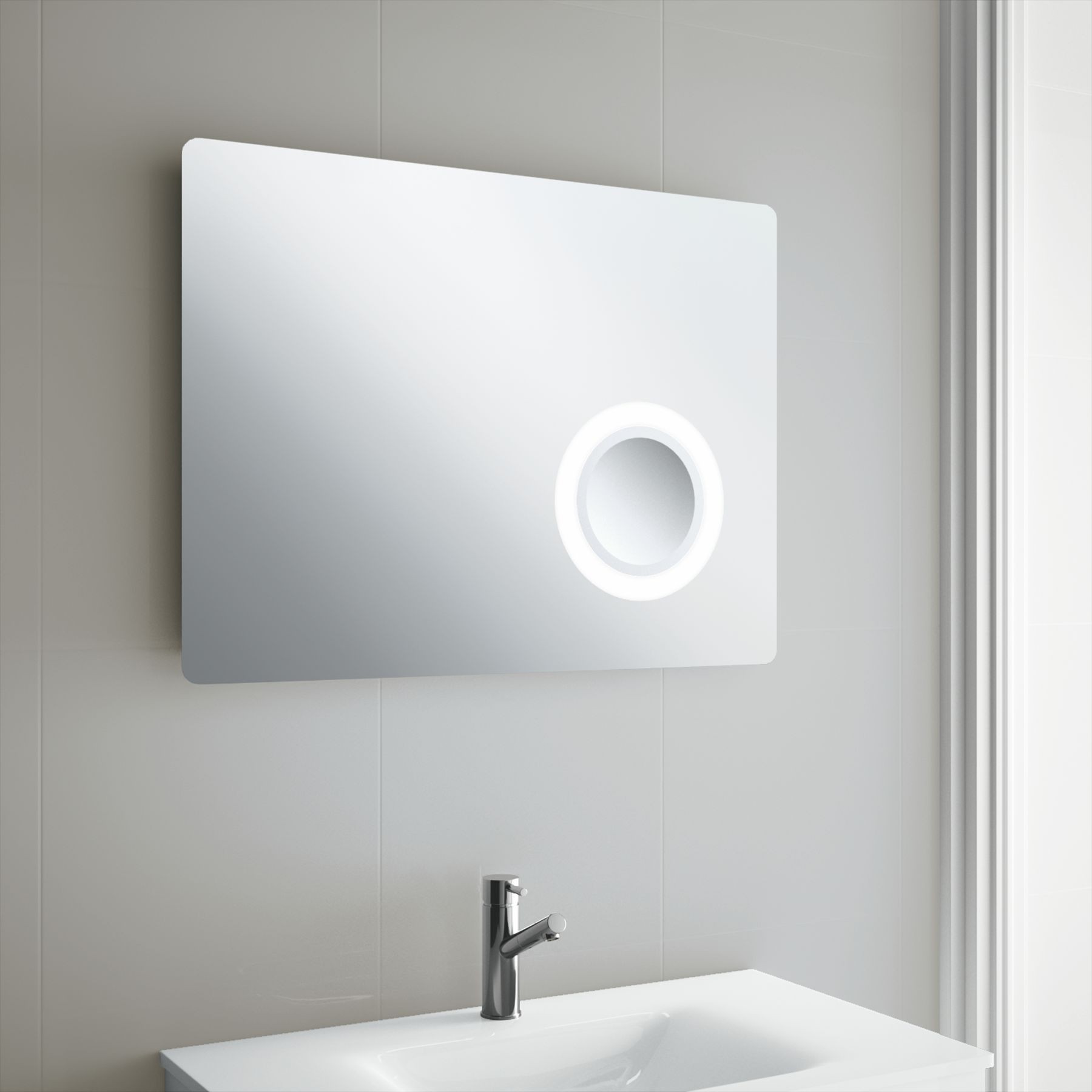 Miroir de salle de bains Gamme PRO SALGAR MOSCOW 1000 avec LED lumière. zone grossissant(x3) et sensor(8W) IP44 100 - Réf:23208
