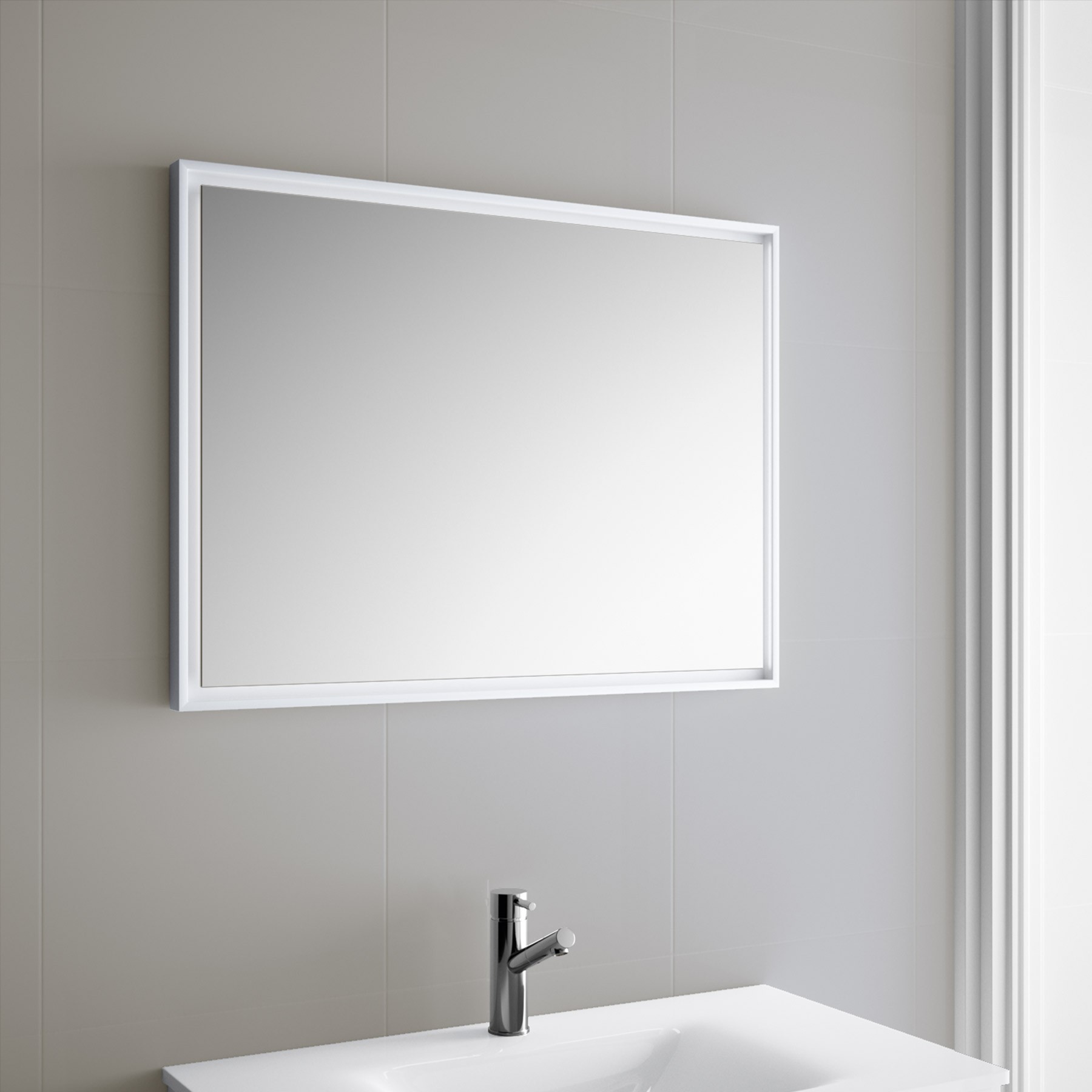 Miroir de salle de bains Gamme PRO SALGAR ROMA 800 avec blanc Framework. lumière led (15W) IP44 600 x 800 mm - Réf:19089