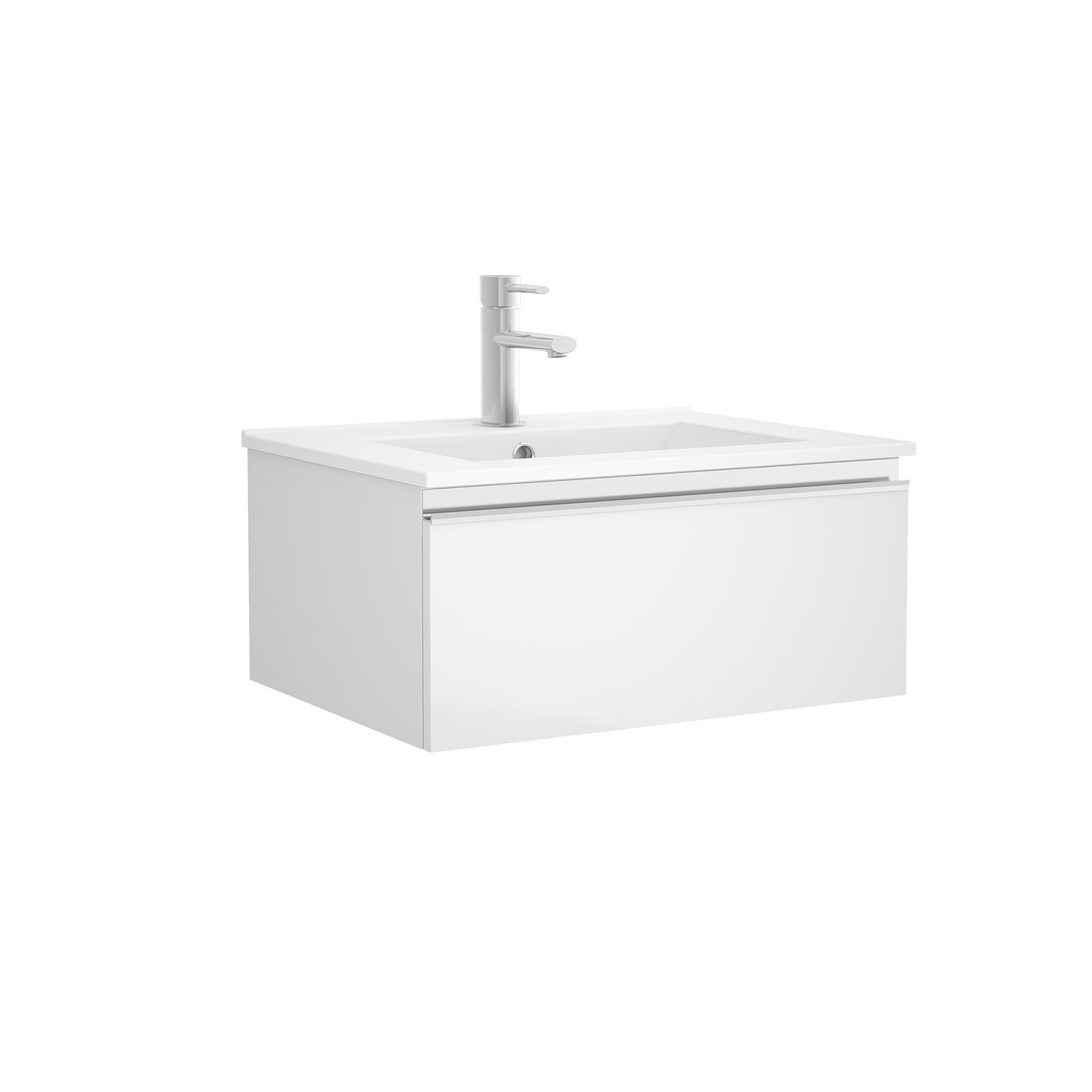 Meuble de salle de bains sous vasque suspendu Gamme PRO SALGAR SPIRIT 600 1 tiroir métallique blanc BRILLANT 598 x 270 x 450 mm - Réf:22627