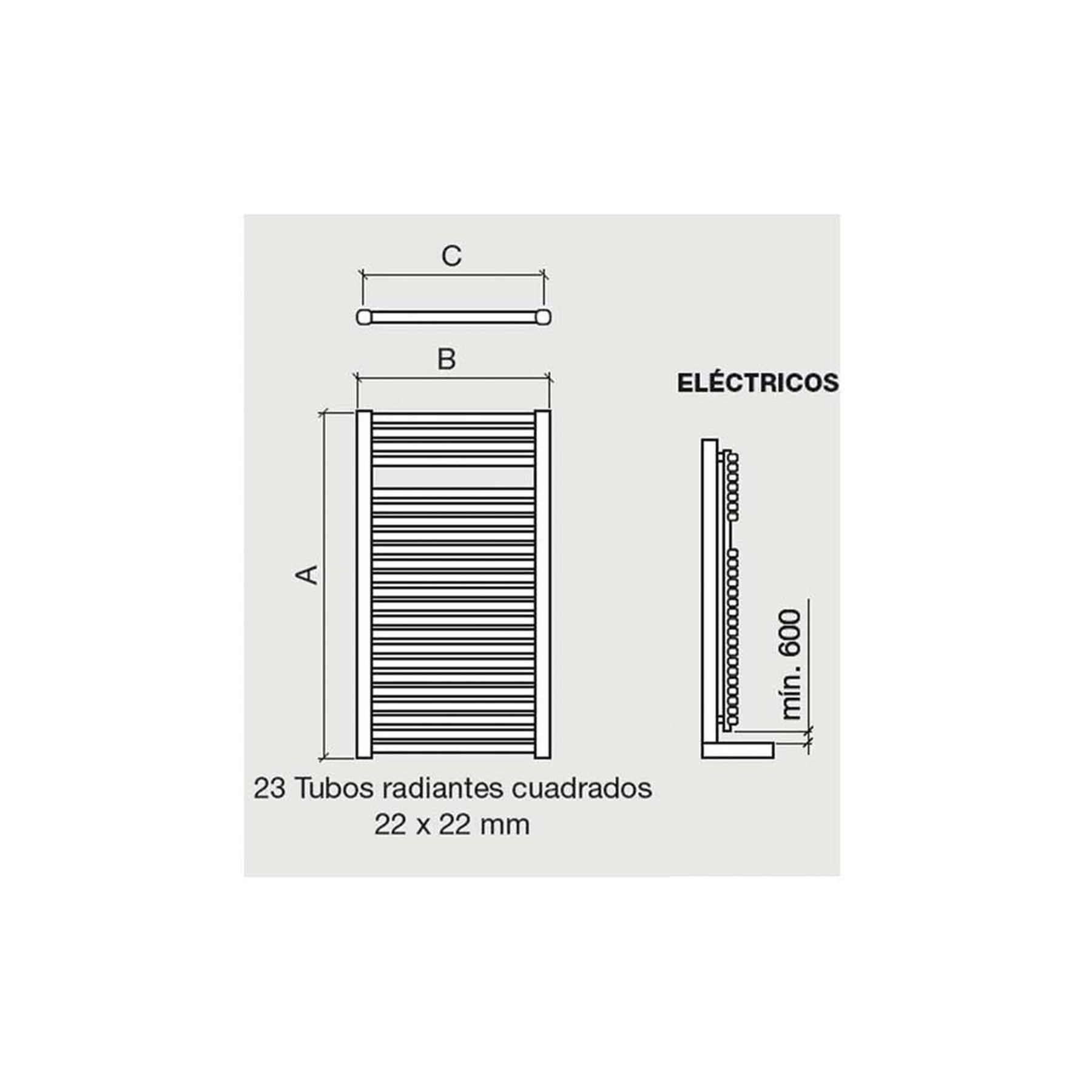 Sèche-serviettes ALCOY 125 électrique avec thermostat chrome 1248 x 500 mm - Réf:24562