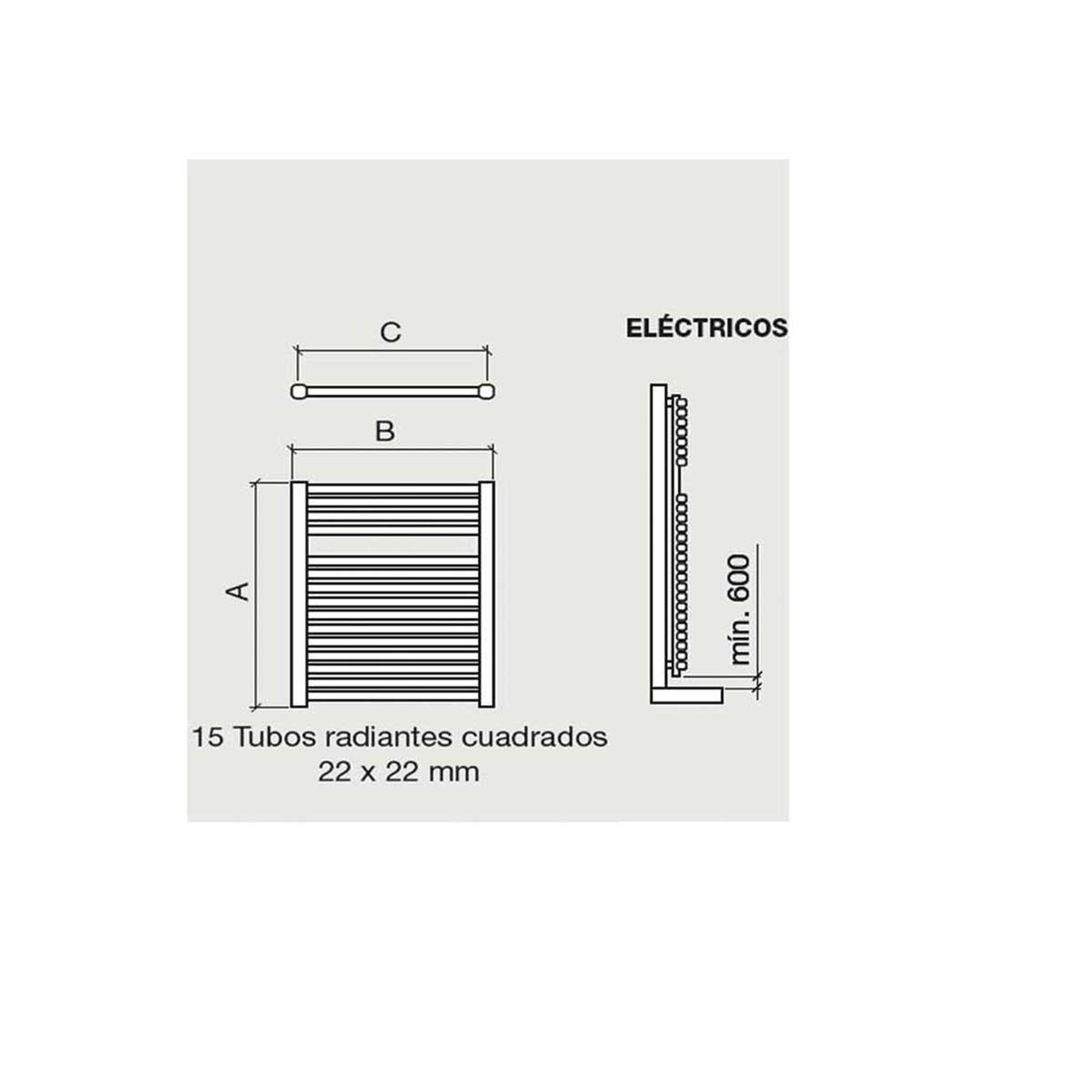 Sèche-serviettes ALCOY 87 électrique avec thermostat chrome 868 x 500 mm - Réf:24561