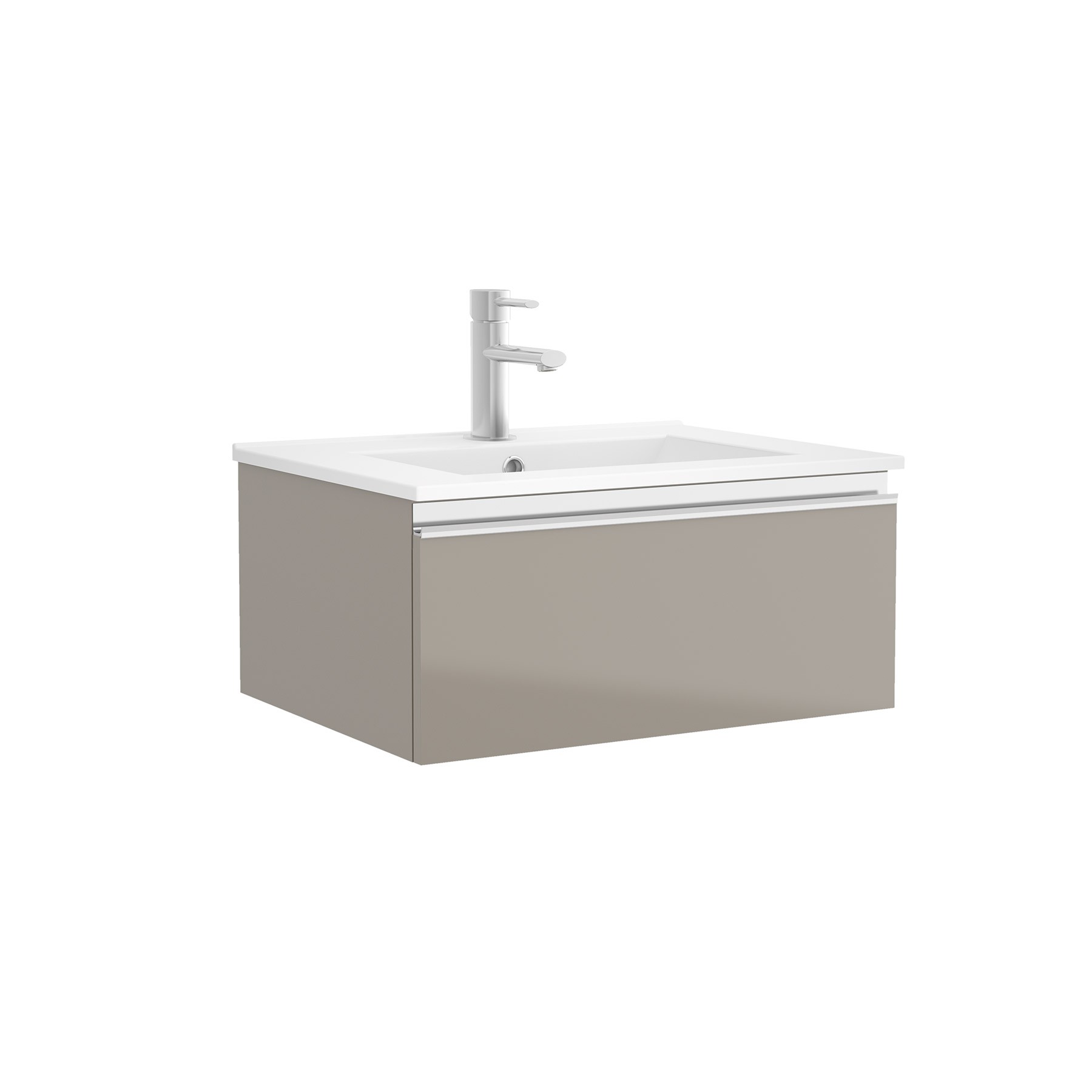 Meuble de salle de bains sous vasque suspendu Gamme PRO SALGAR SPIRIT 600 1 tiroir métallique TAUPE BRILLANT 598 x 270 x 450 mm - Réf:26601