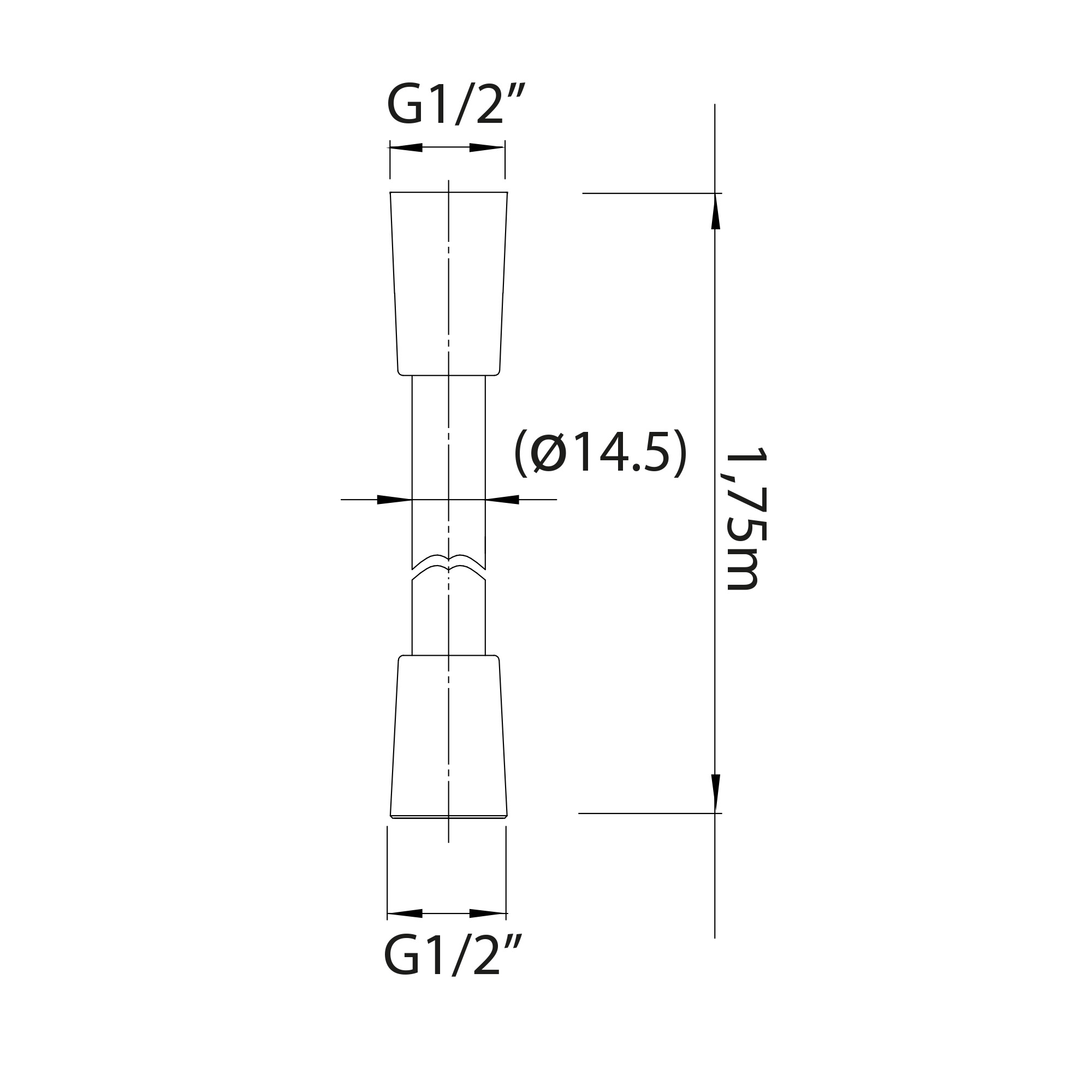 Flexible de douche CLEVER Gamme PRO PVC 1,75M-diamètre standard 15x21 (1/2) couleur GUN METAL
