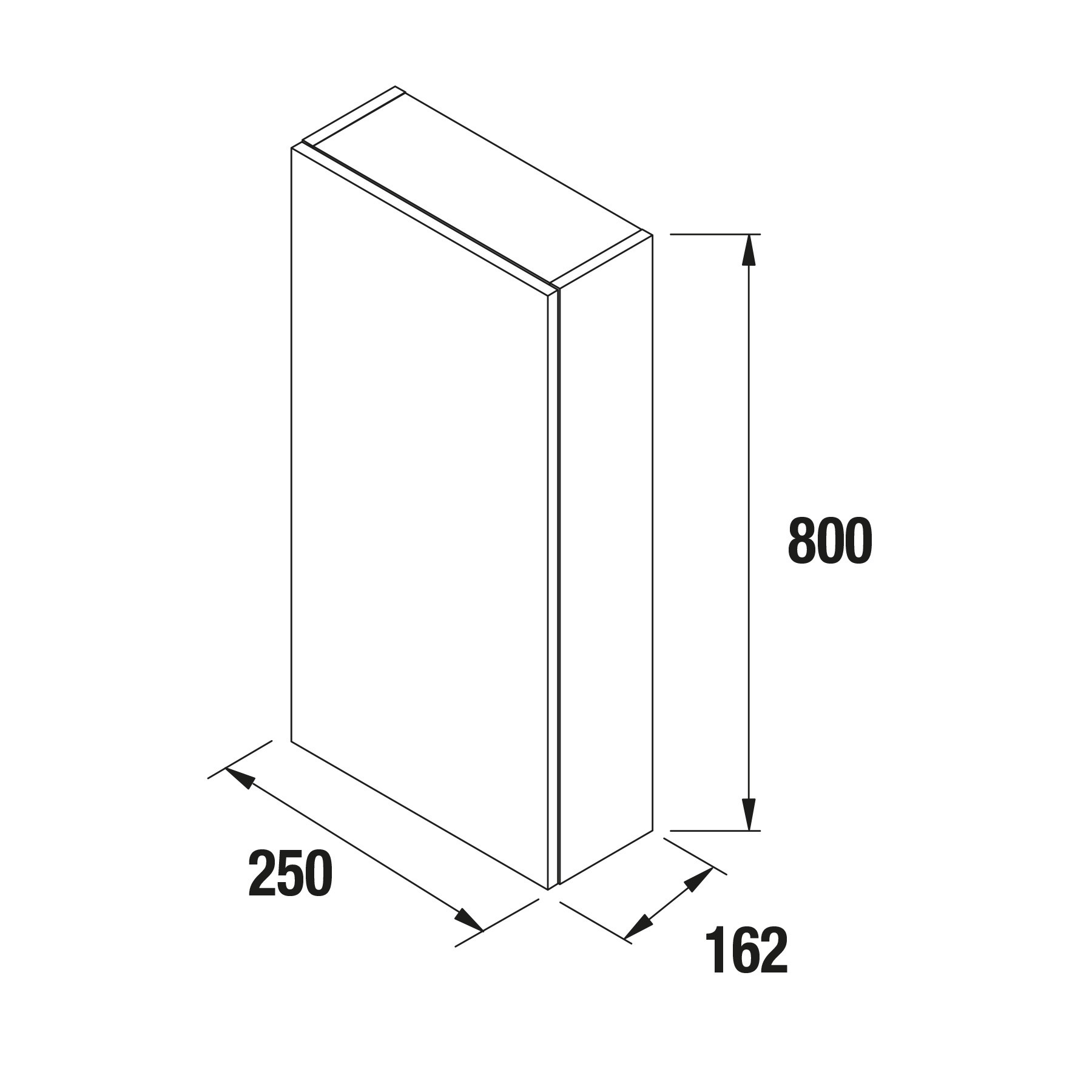 Meuble module salle de bain ALLIANCE 250 réversible 1 porte BLANC 250 x 800 x 162 mm - Réf:23217