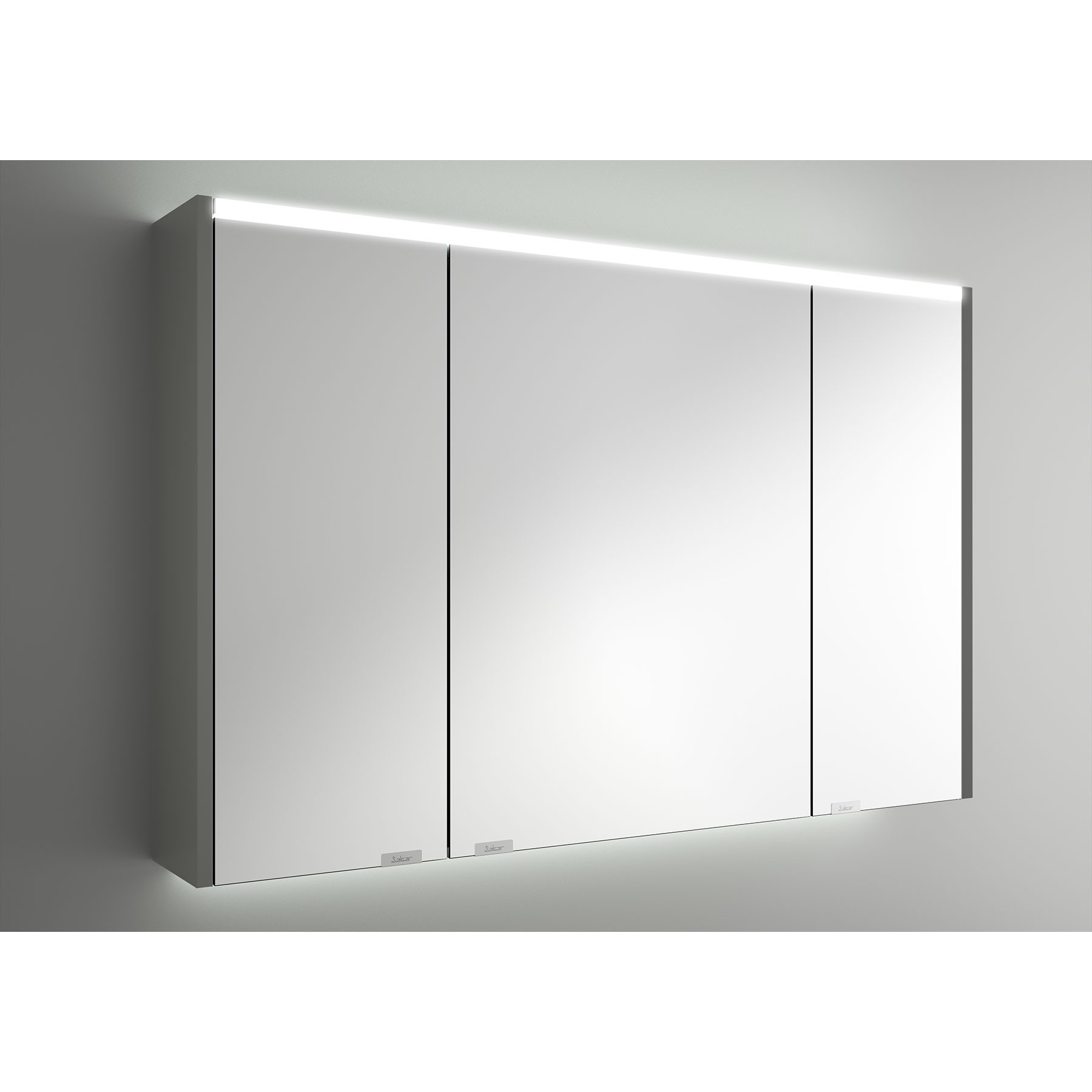 Armoire murale de salle de bains Gamme PRO SALGAR ALLIANCE 1000 GRIS BRILLANT 3 portes miroir double avec interrupteur et - Réf:83239