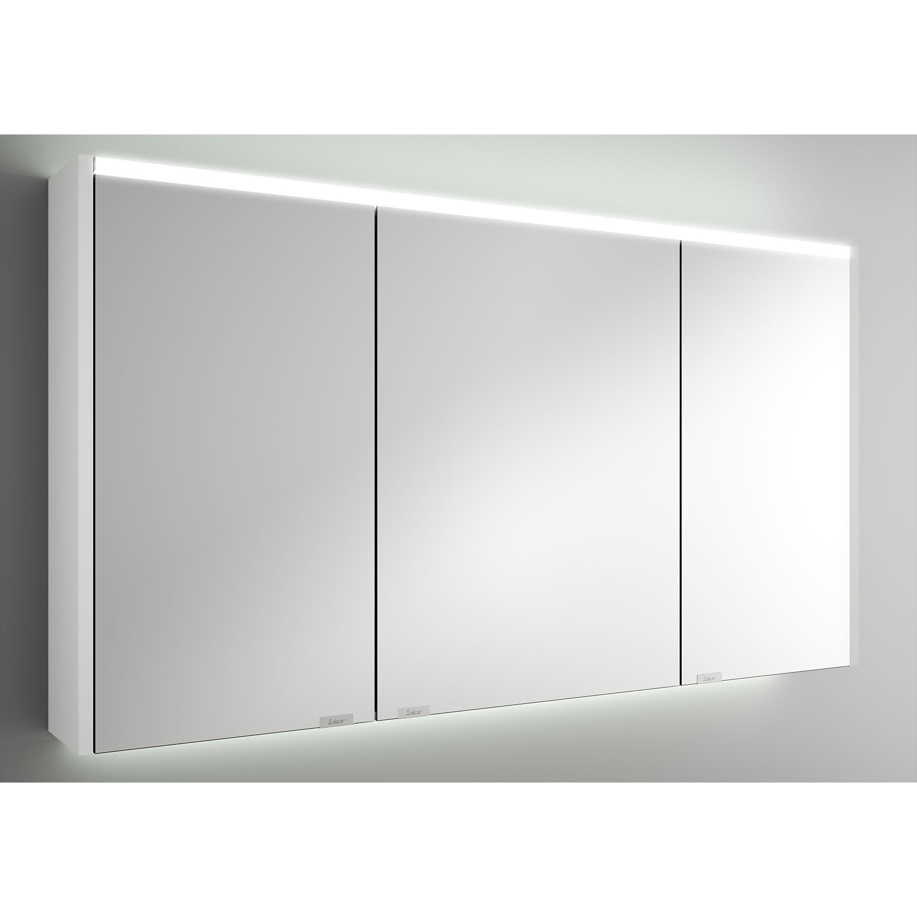 Armoire murale de salle de bains Gamme PRO SALGAR ALLIANCE 1200 blanc BRILLANT 3 portes miroir double avec interrupteur et - Réf:83245