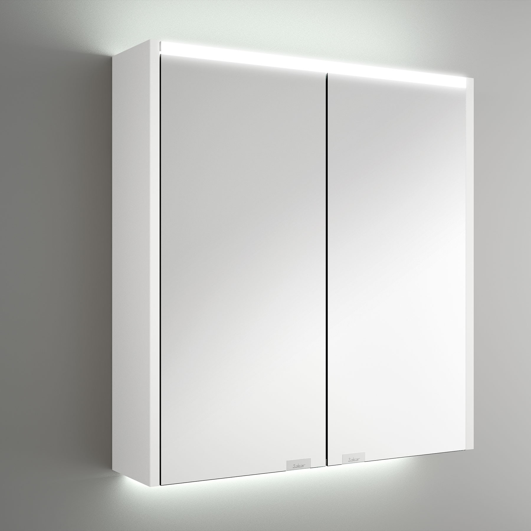 Armoire murale de salle de bains Gamme PRO SALGAR ALLIANCE 600 blanc BRILLANT 2 portes miroir double avec interrupteur et - Réf:83224