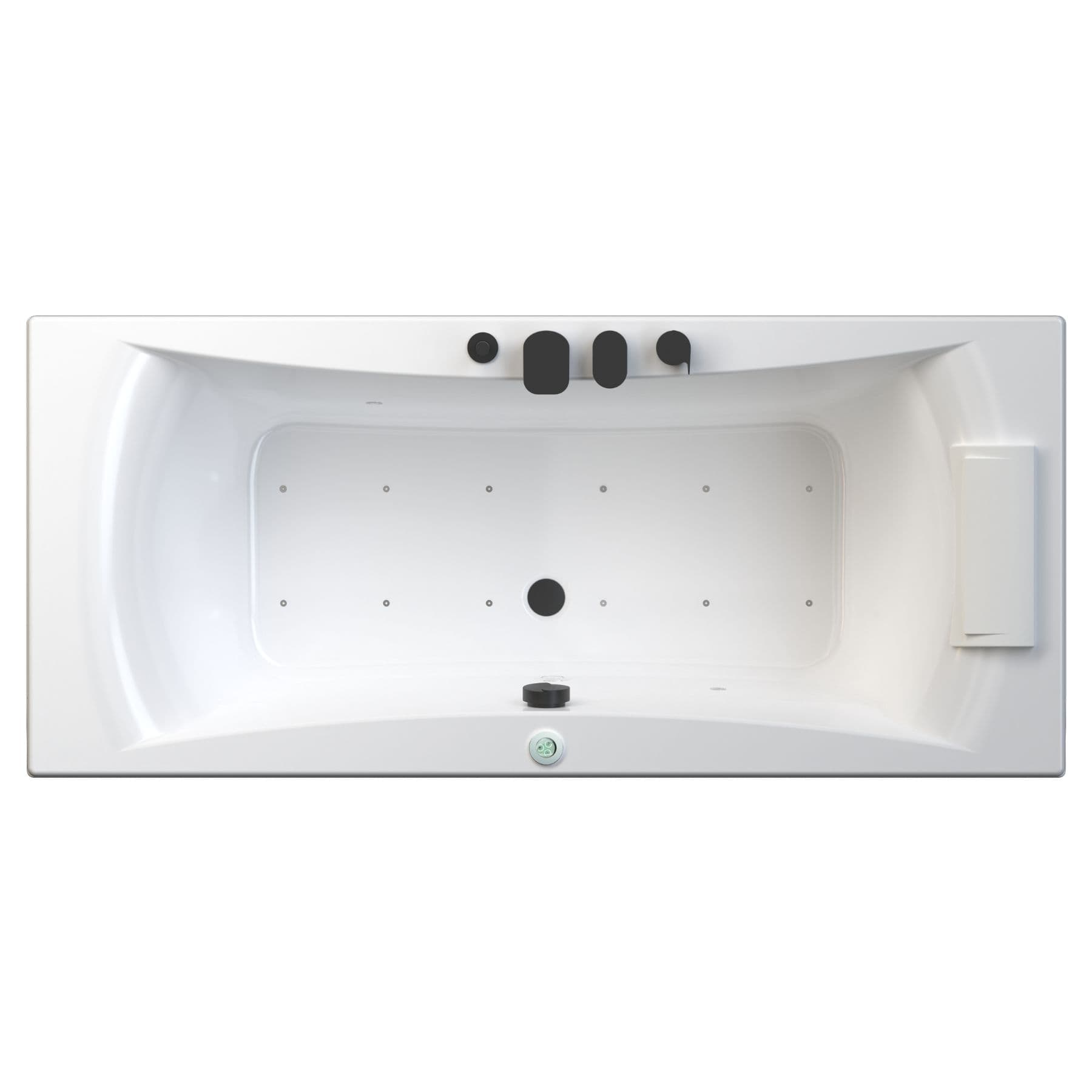 Baignoire balnéo CONCERTO 170x75 sur châssis métal, système balnéo SENSATION AIR POOL tête bain à droite