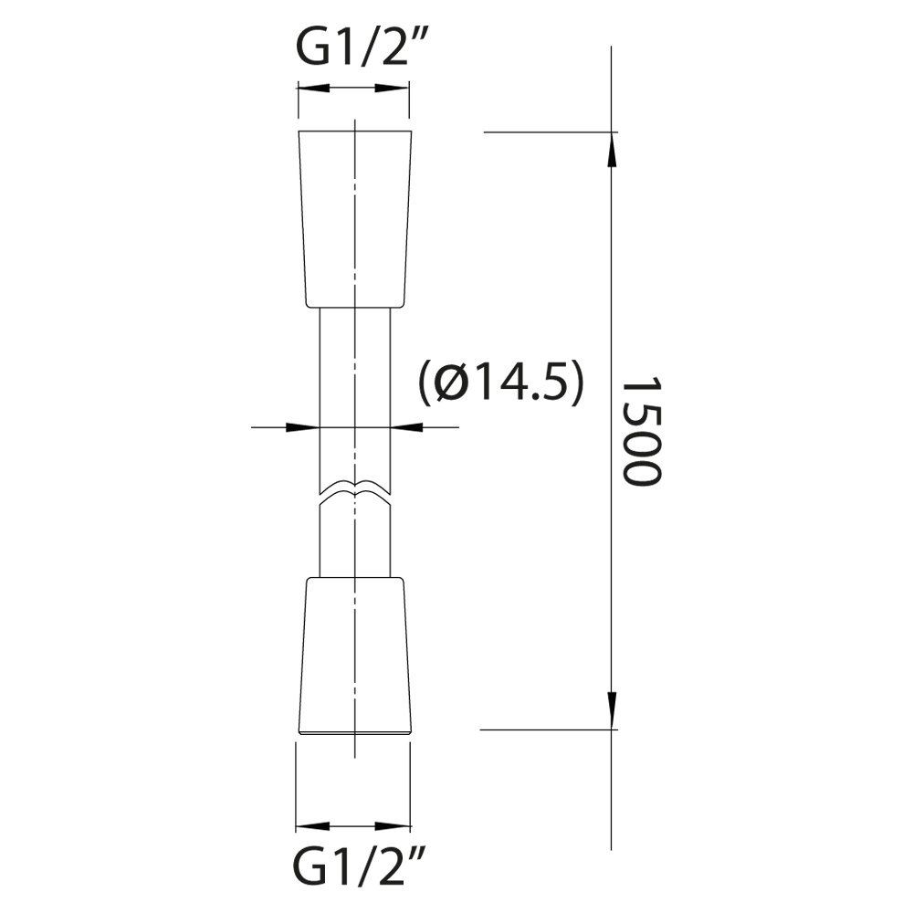 Flexible de douche CLEVER Gamme PRO PVC 1,75M-diamètre standard 15x21 (1/2) couleur noir