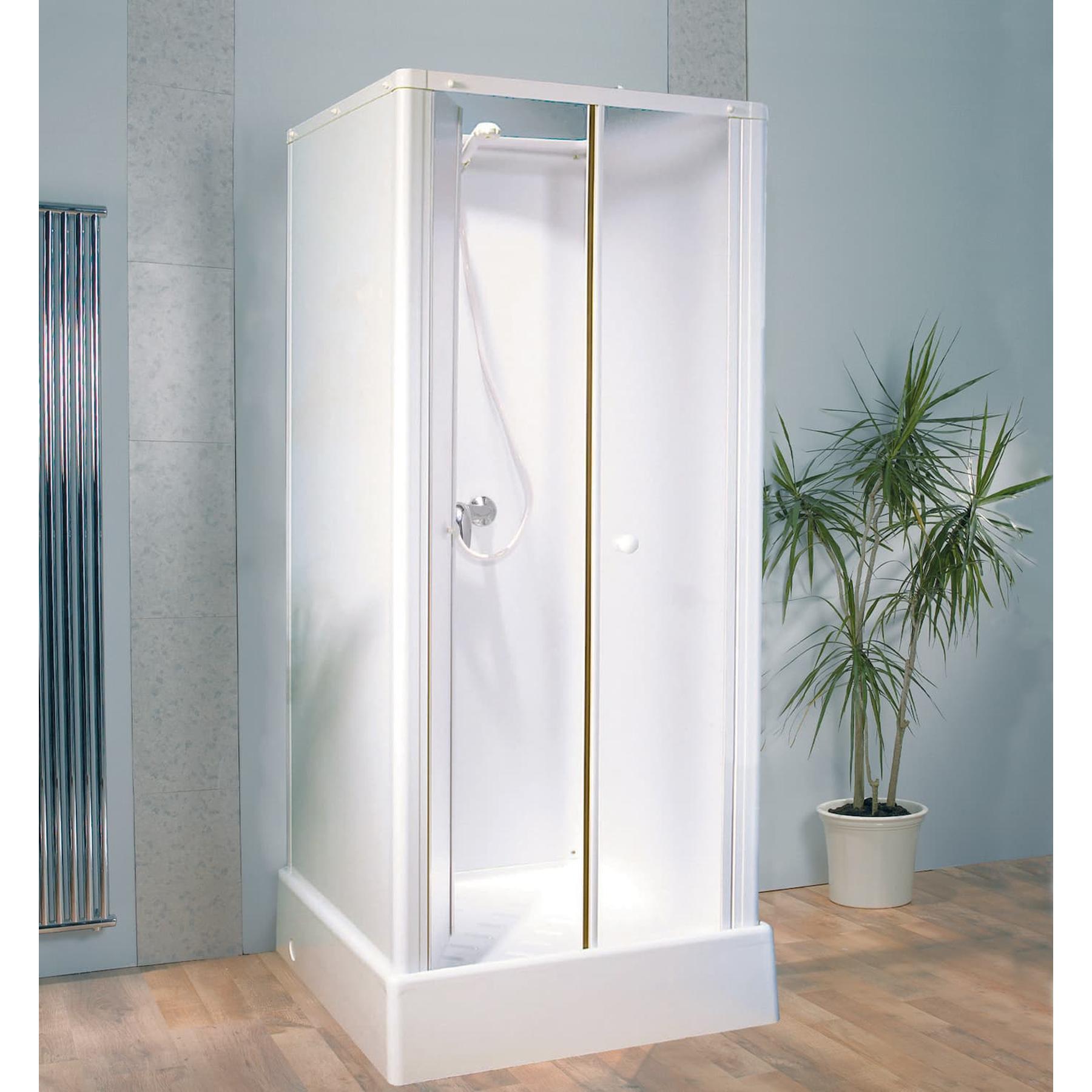 Cabine de douche complète DELTA 80x80 porte pivotante hauteur 21.5 cm équipée mitigeur mécanique pose selon préférence