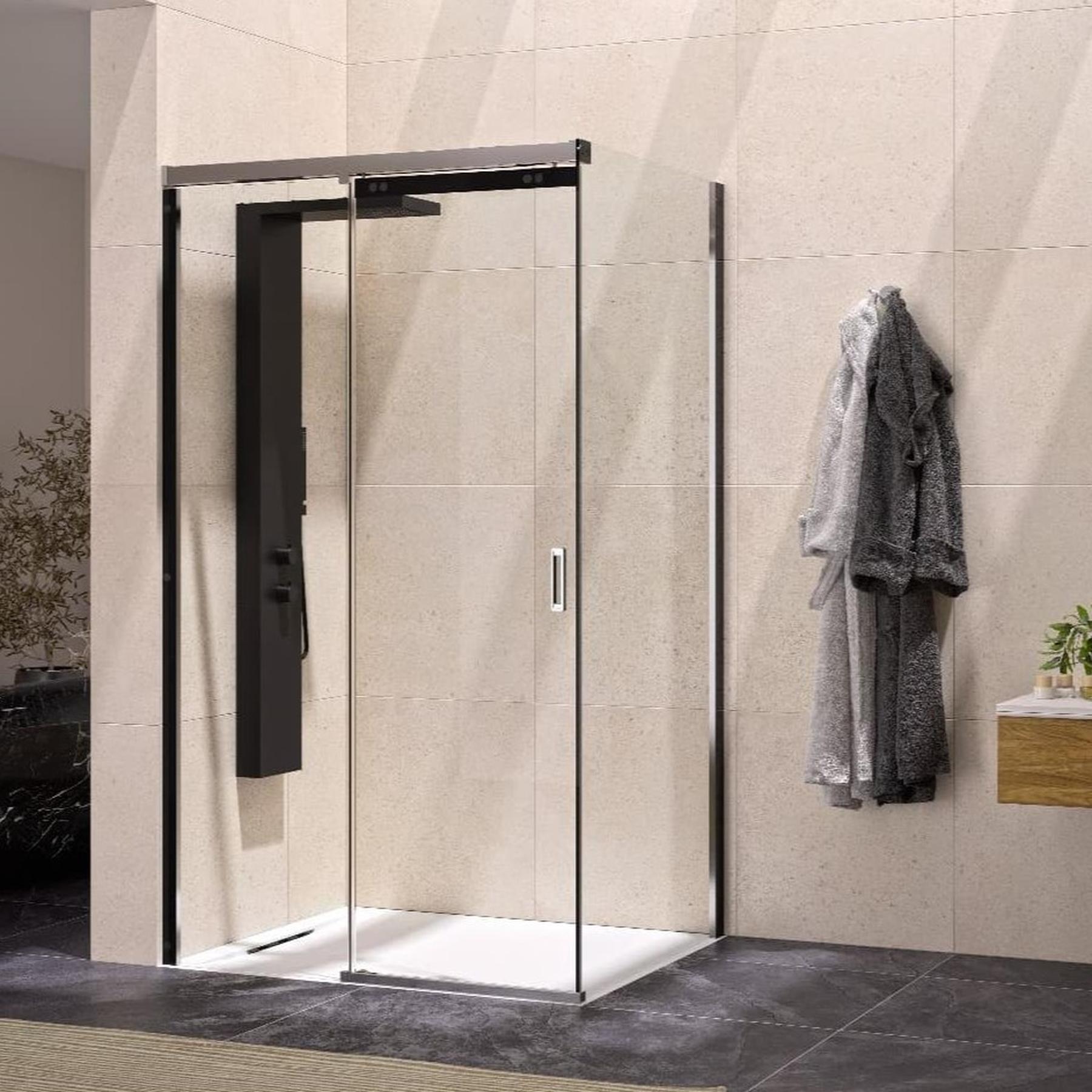 Paroi de douche Flat Fixe pour porte coulissante et retour fixe 100 - à droite