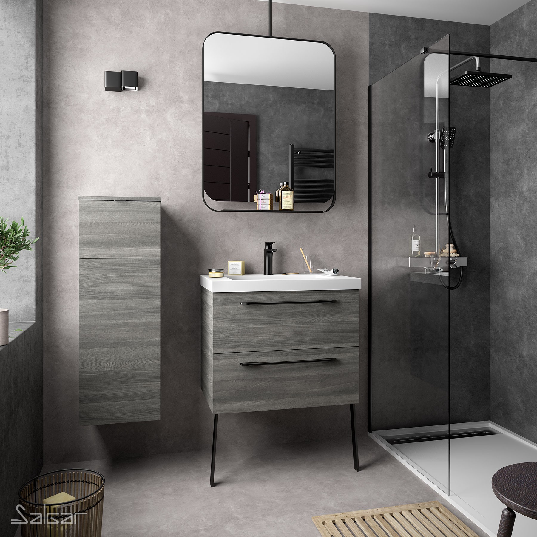 Meuble de salle de bains sous vasque suspendu Gamme PRO FUSSION CHROME 700 2 tiroirs ALSACE 697 x 540 x 450 mm - Réf:23290