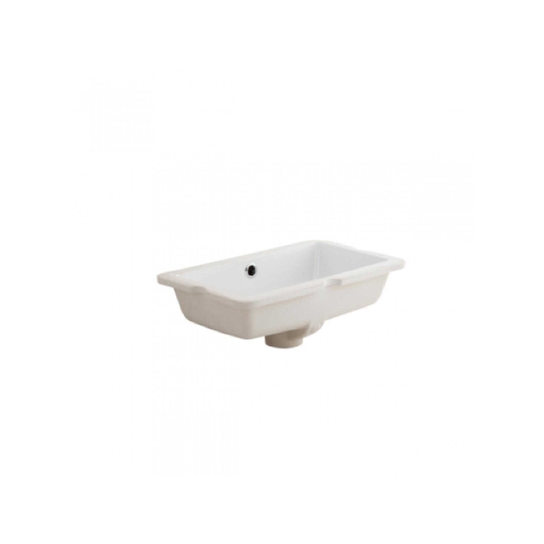 Vasque céramique traditionnelle Gamme PRO SANINDUSA a encastrer par dessous mini agres 44x26 couleur blanc   