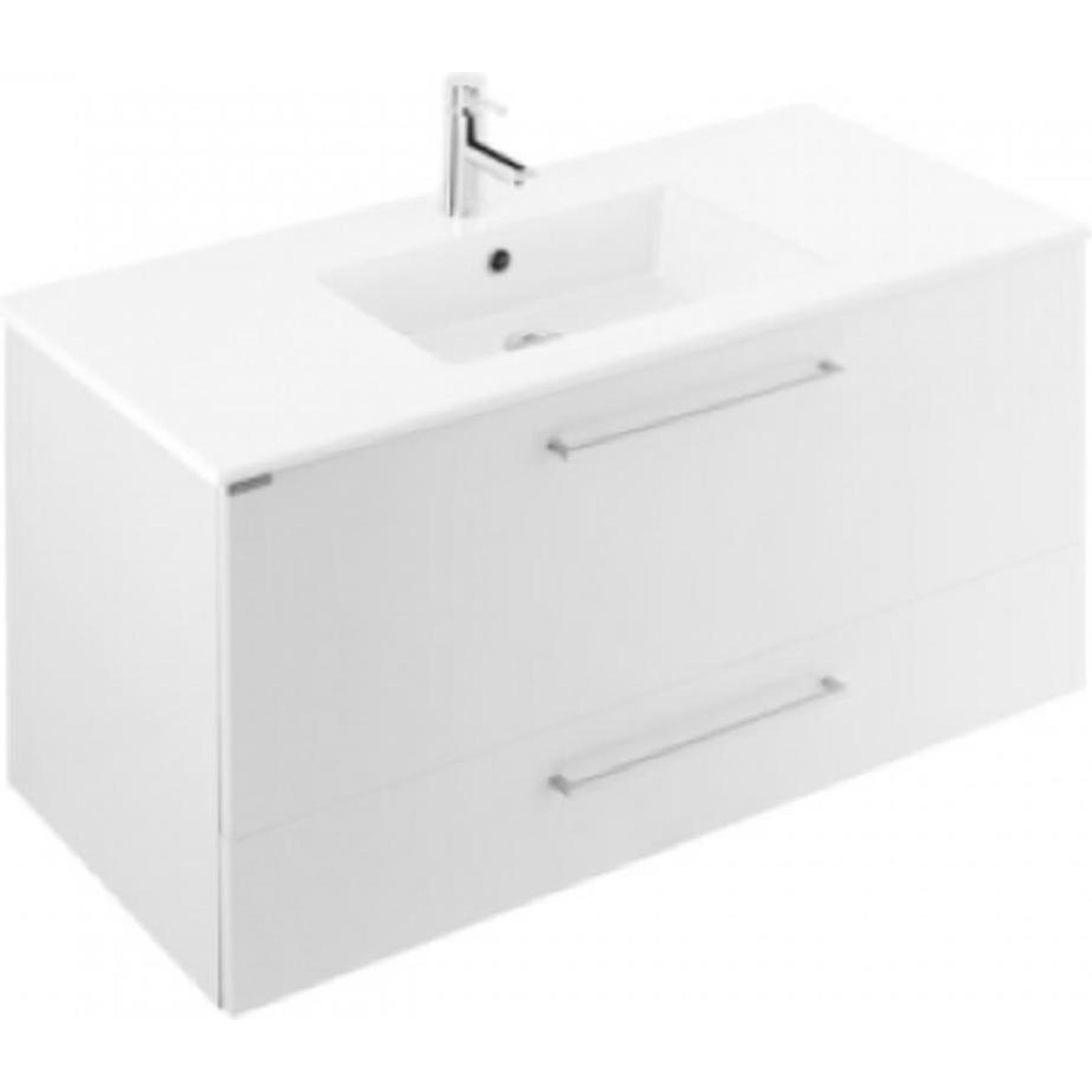 Pack Meuble salle de bains+Vasque ceramique+miroir LED Area 100 couleur blanc    