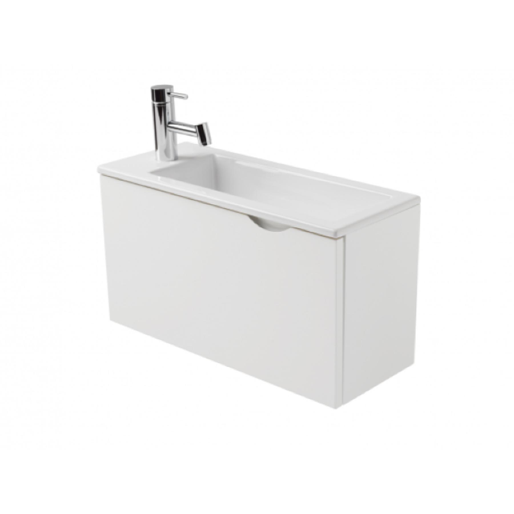 Meuble salle de bains suspendu Alicante pour Lave-mains 60 avec porte couleur blanc