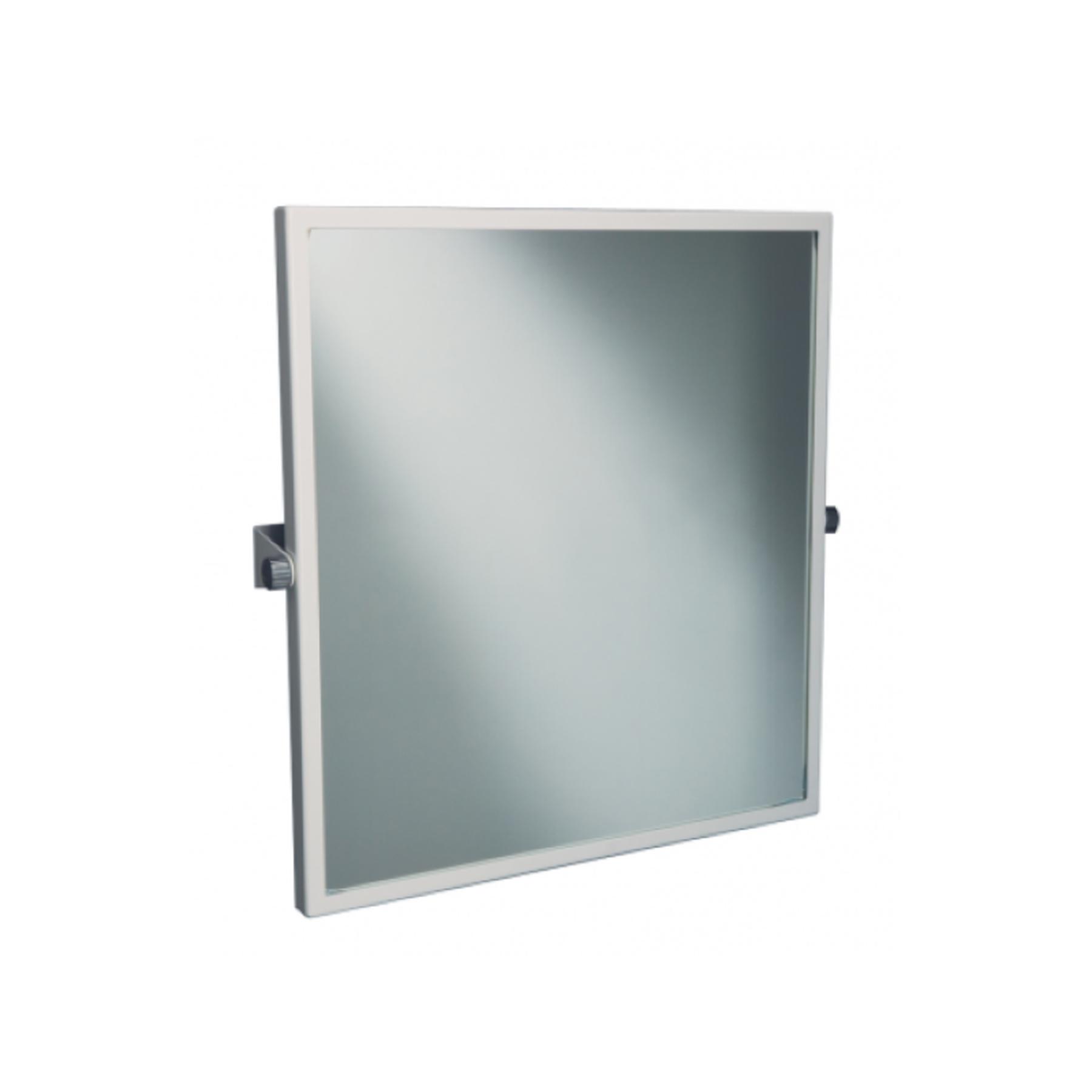 Miroir de salle de bain basculant PMR normes handicapé Gamme PRO SANINDUSA  60x65 couleur blanc    