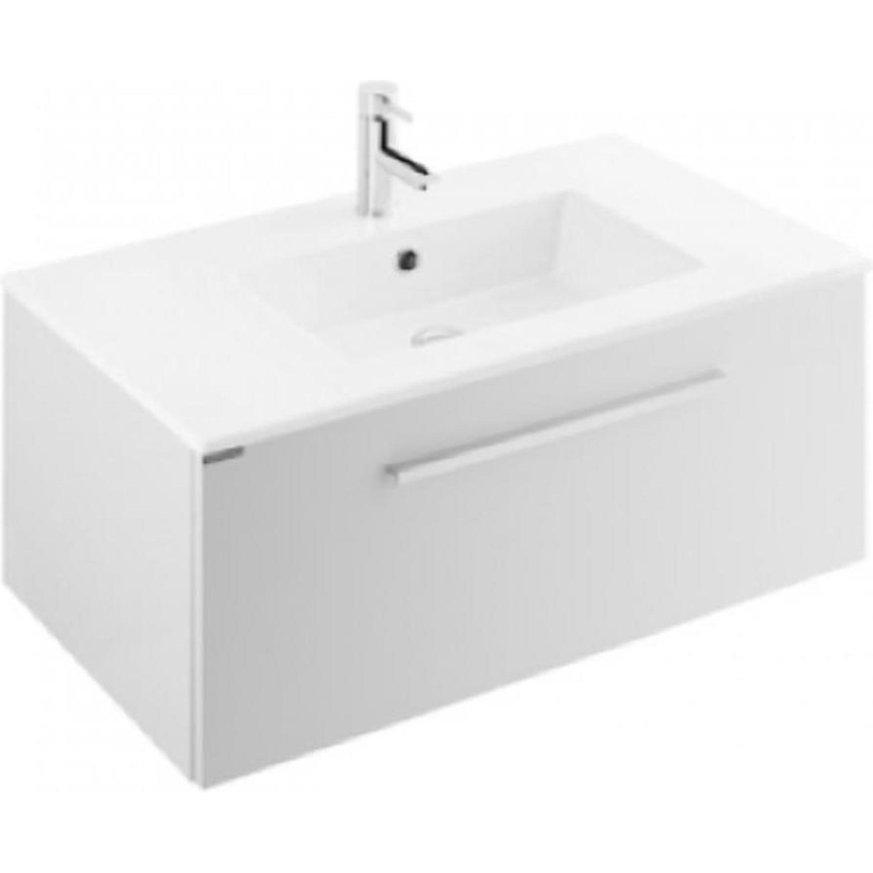Pack Meuble salle de bains+Vasque ceramique+miroir LED Area 60 couleur blanc    