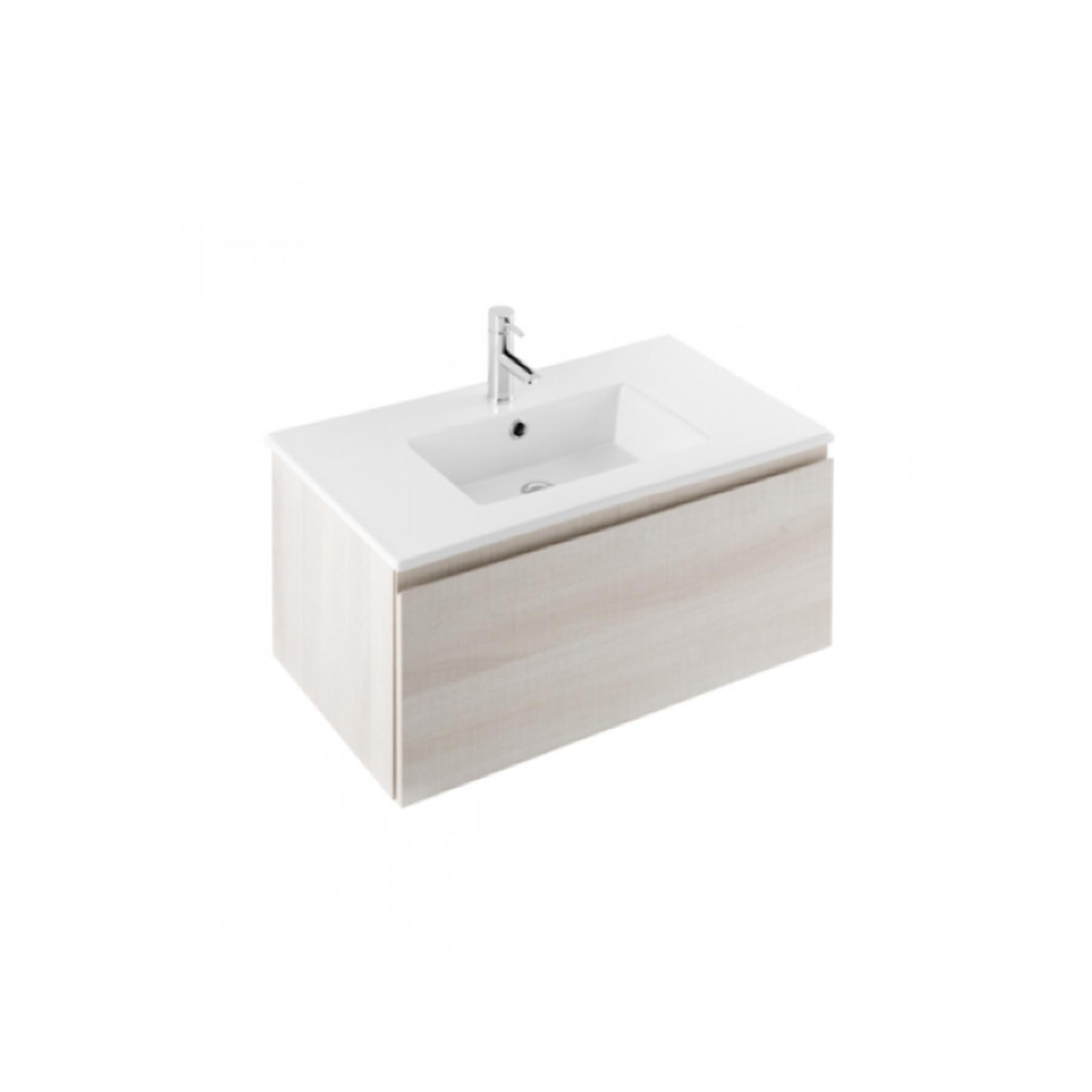 Pack Meuble salle de bains+Vasque ceramique+miroir LED Area 70 couleur beige texture   