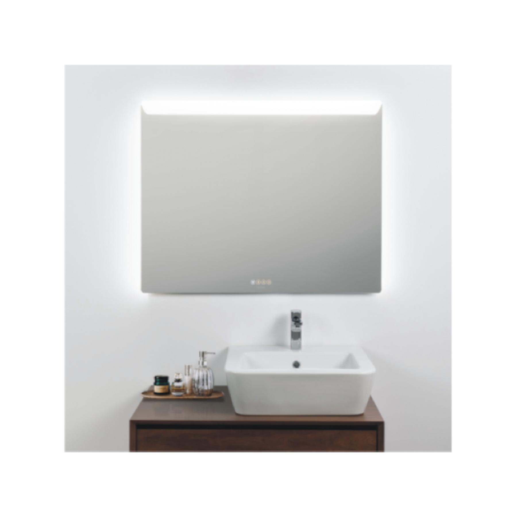 Miroir de salle de bain Bluetooth 100x80 Sanlife avec éclairage LED et antibuée   