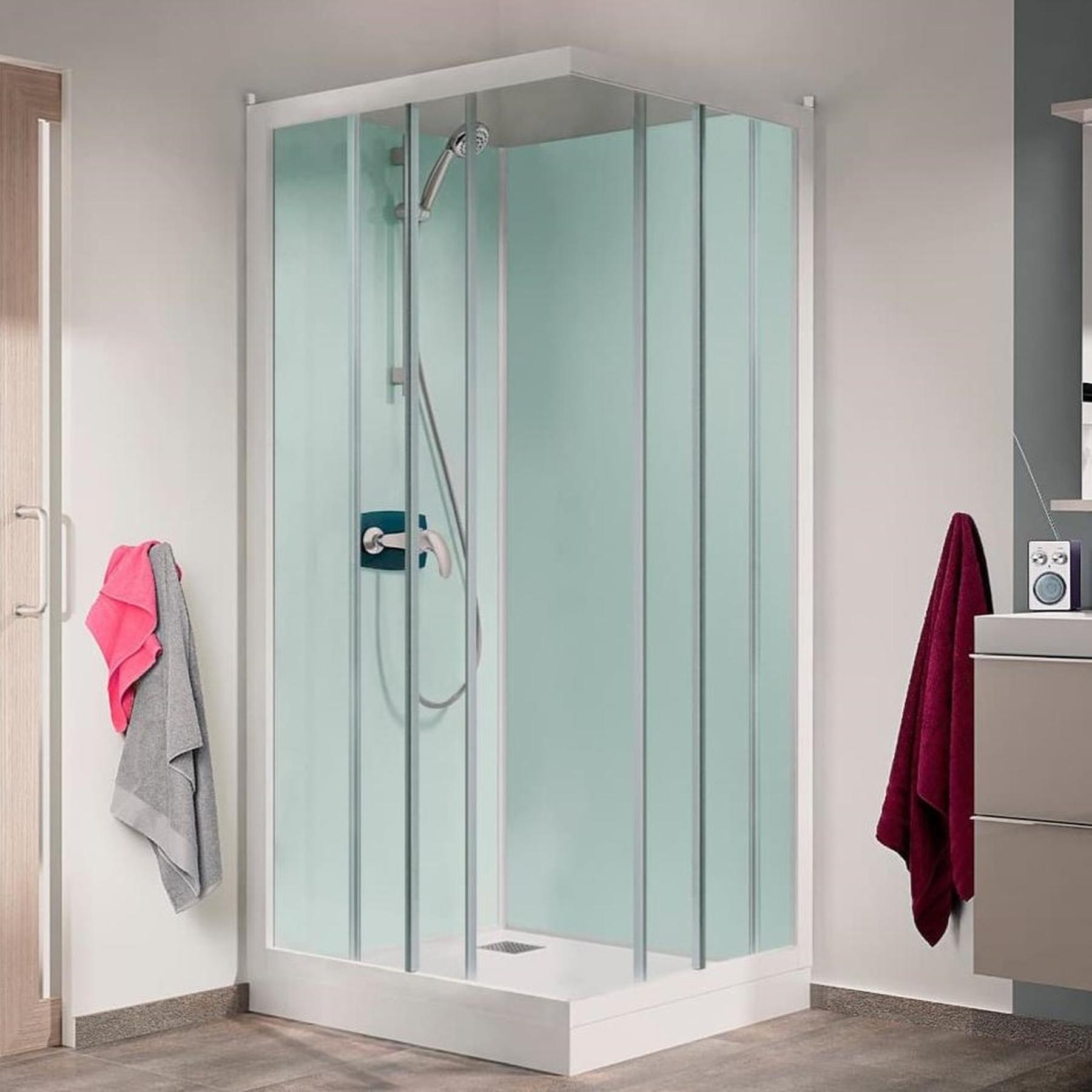 Cabine de douche angle Kinedo Glass 120x80 H de bac 9 cm