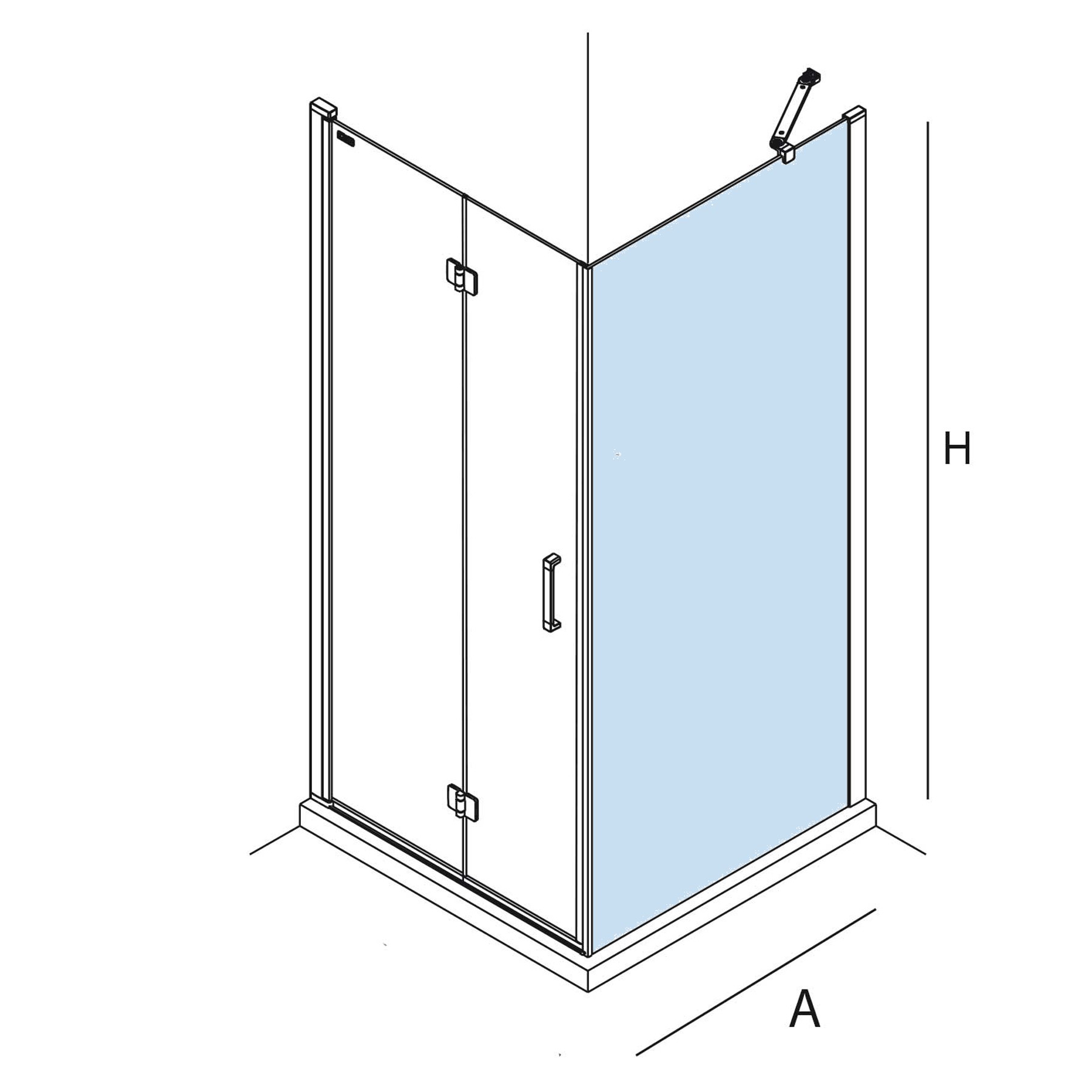 Retour d'angle fixe (à coupler avec porte pliante ODENSE) Gamme PRO SALGAR verre transparent 762 - 782 x 2000 mm - Réf:26737