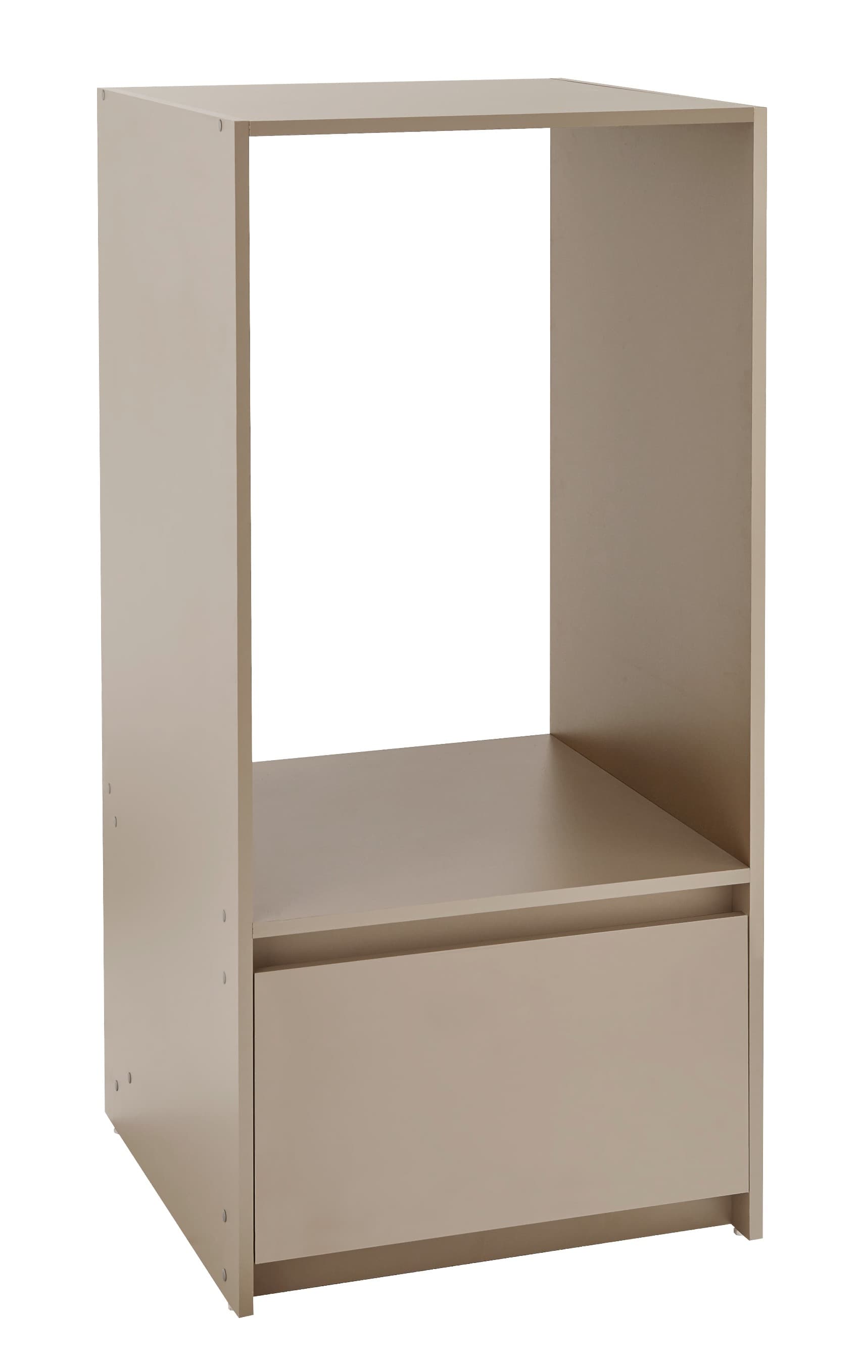 Gamme URBAN meuble bas en mélaminé ARGILE épaisseur 16 mm. avec niche 60 cm pour réfrigérateur 55 cm et 1 tiroir