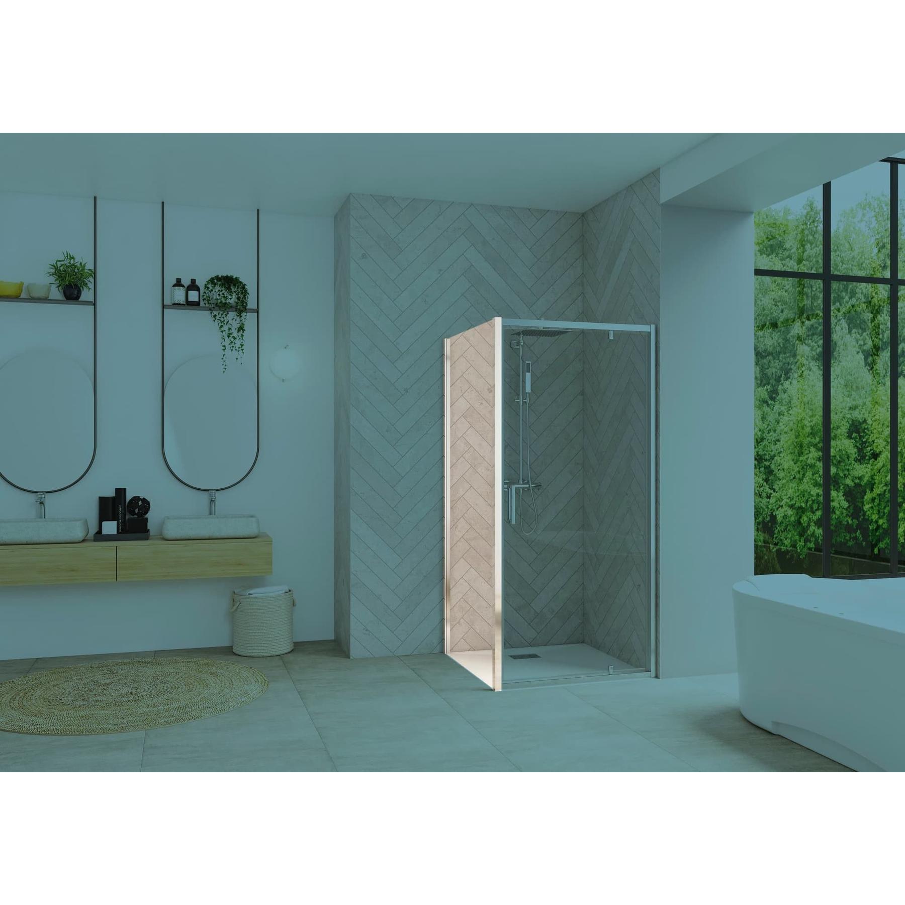 Paroi de douche fixe SMART Design (à coupler avec porte SMART Design) 70 cm hauteur 2.05m profilé chromé verre transparent 