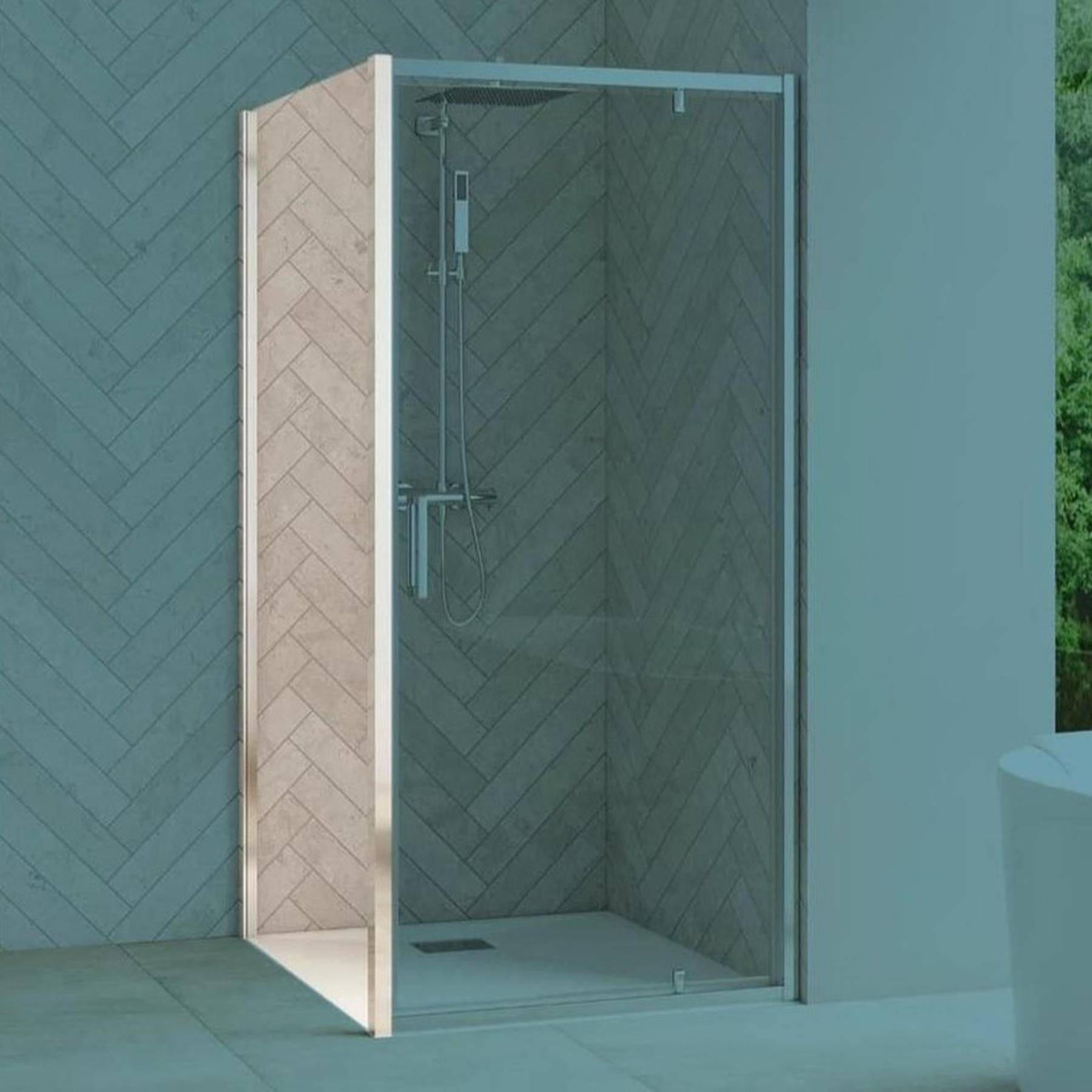 Paroi de douche fixe SMART Design (à coupler avec porte SMART Design) L 90 cm H 2,05 m noir verre transparent 