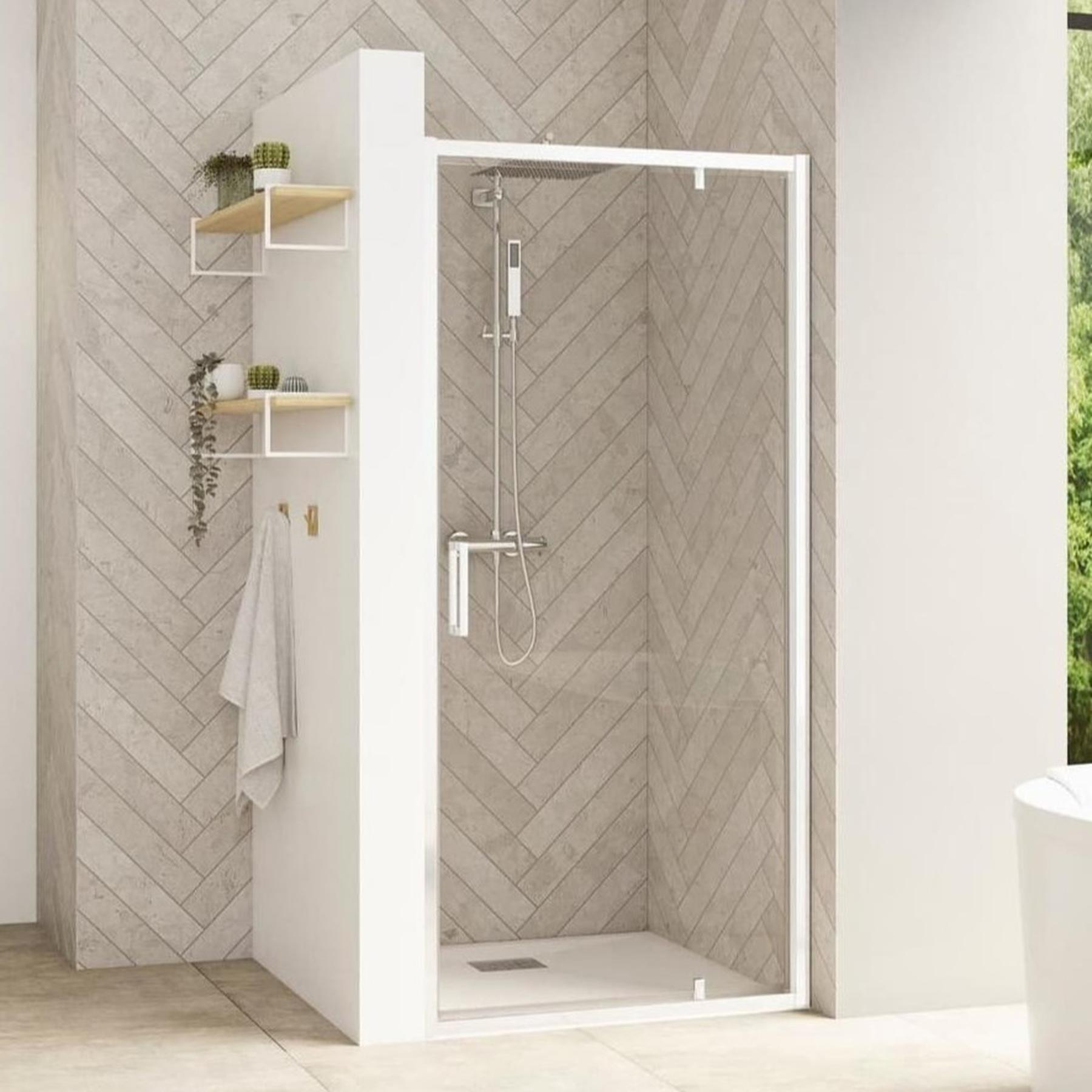 Porte de douche pliante (à coupler avec paroi fixe) SMART Design L 90 cm H 2,05 m blanc
