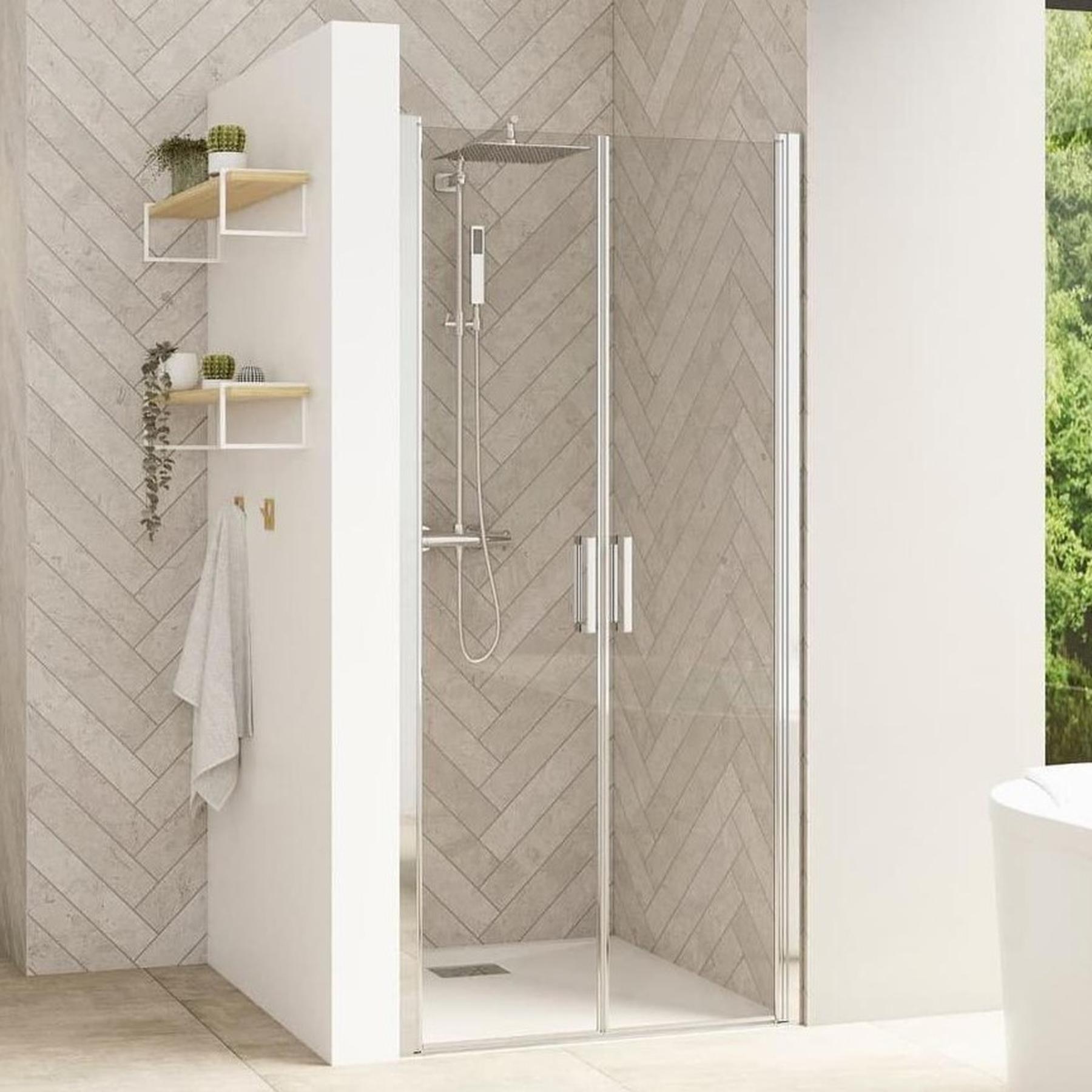 Porte de douche 2 battants SMART Design sans seuil (conforme PMR) L 90 cm H 2,05 m blanc