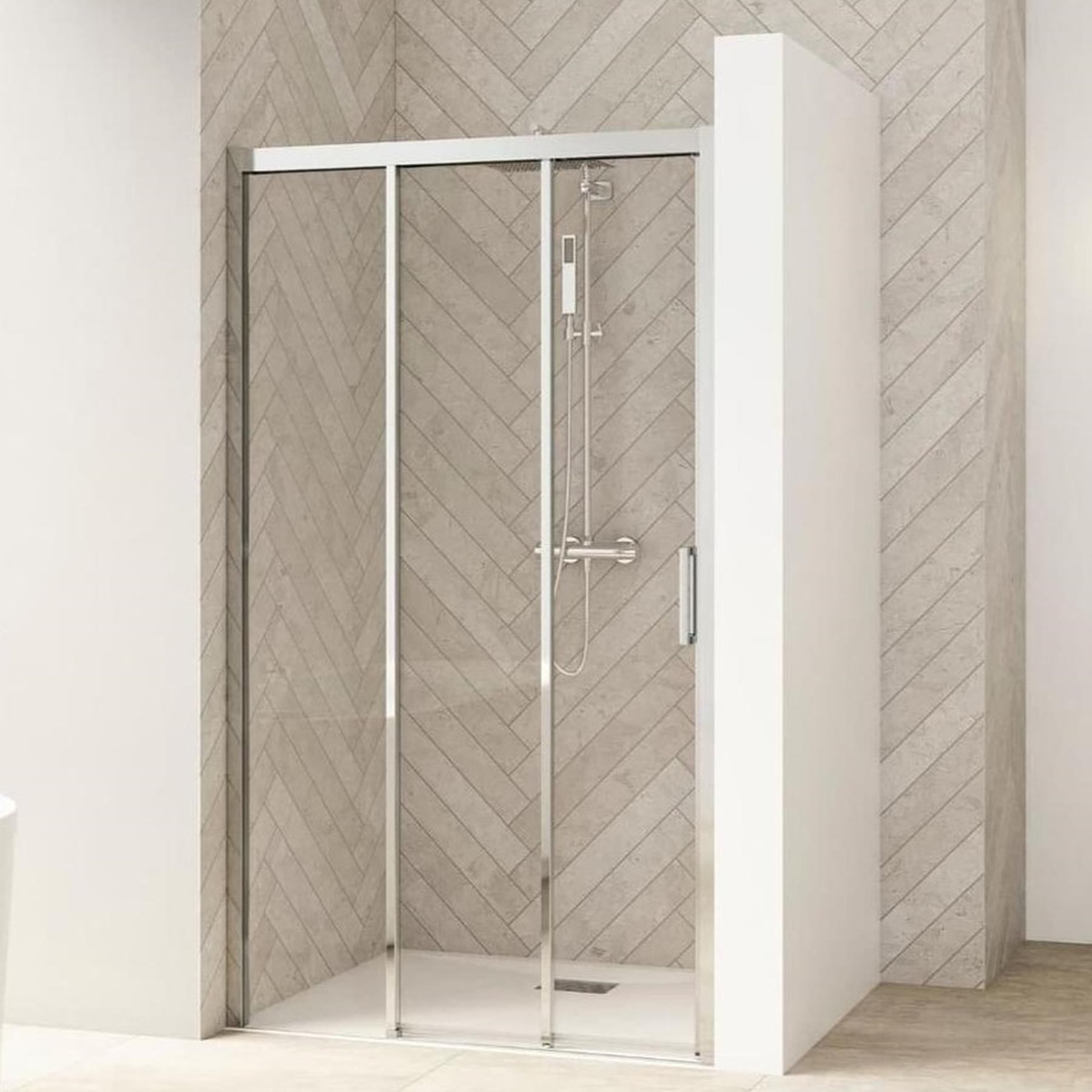 Porte de douche 2 coulissants (à coupler avec paroi fixe) SMART Design L 90 cm H 2,05 m fixe à gauche