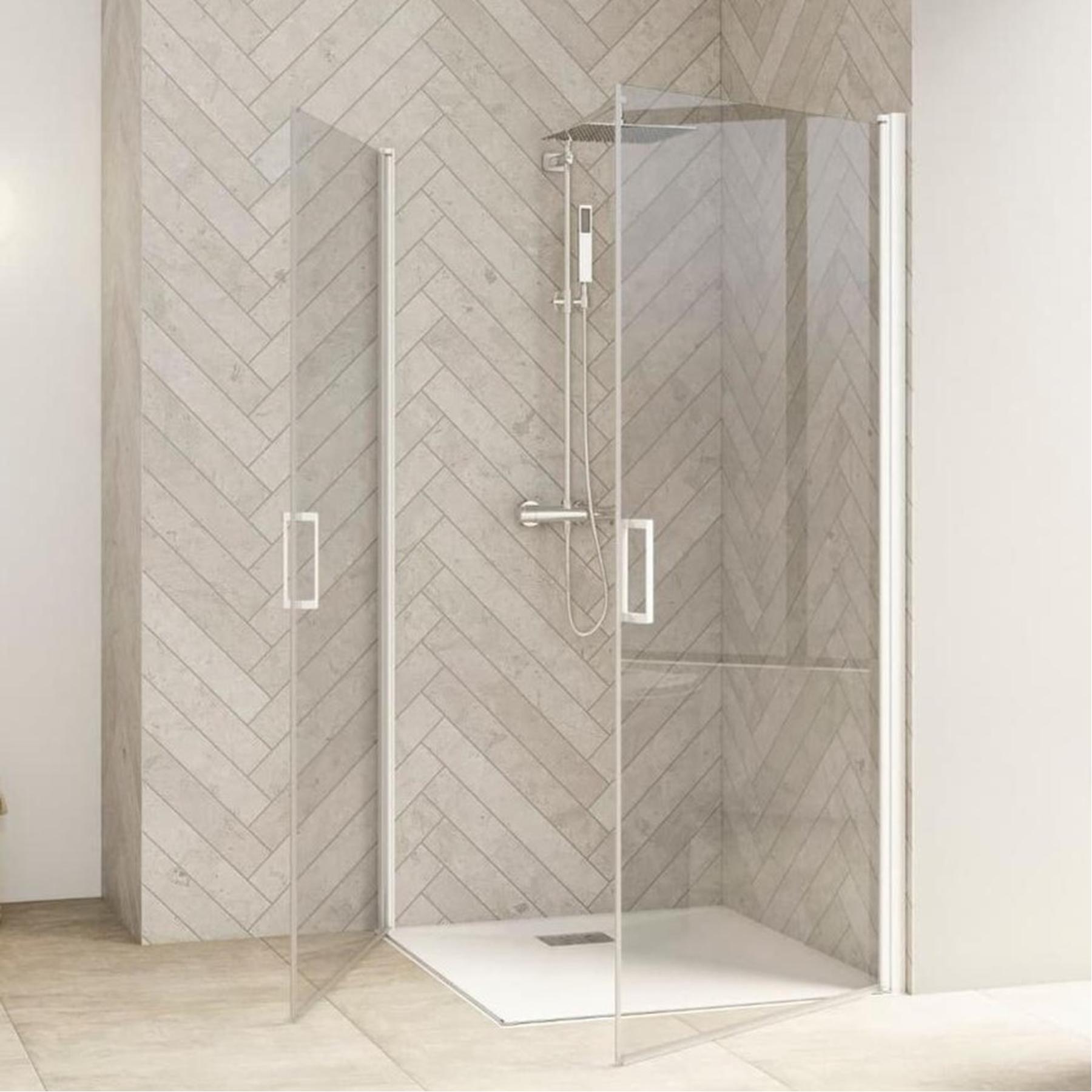 Porte de douche coulissante Kinedo SMART Design droite (à coupler avec la gauche) L 90 cm H 2,05 m blanc