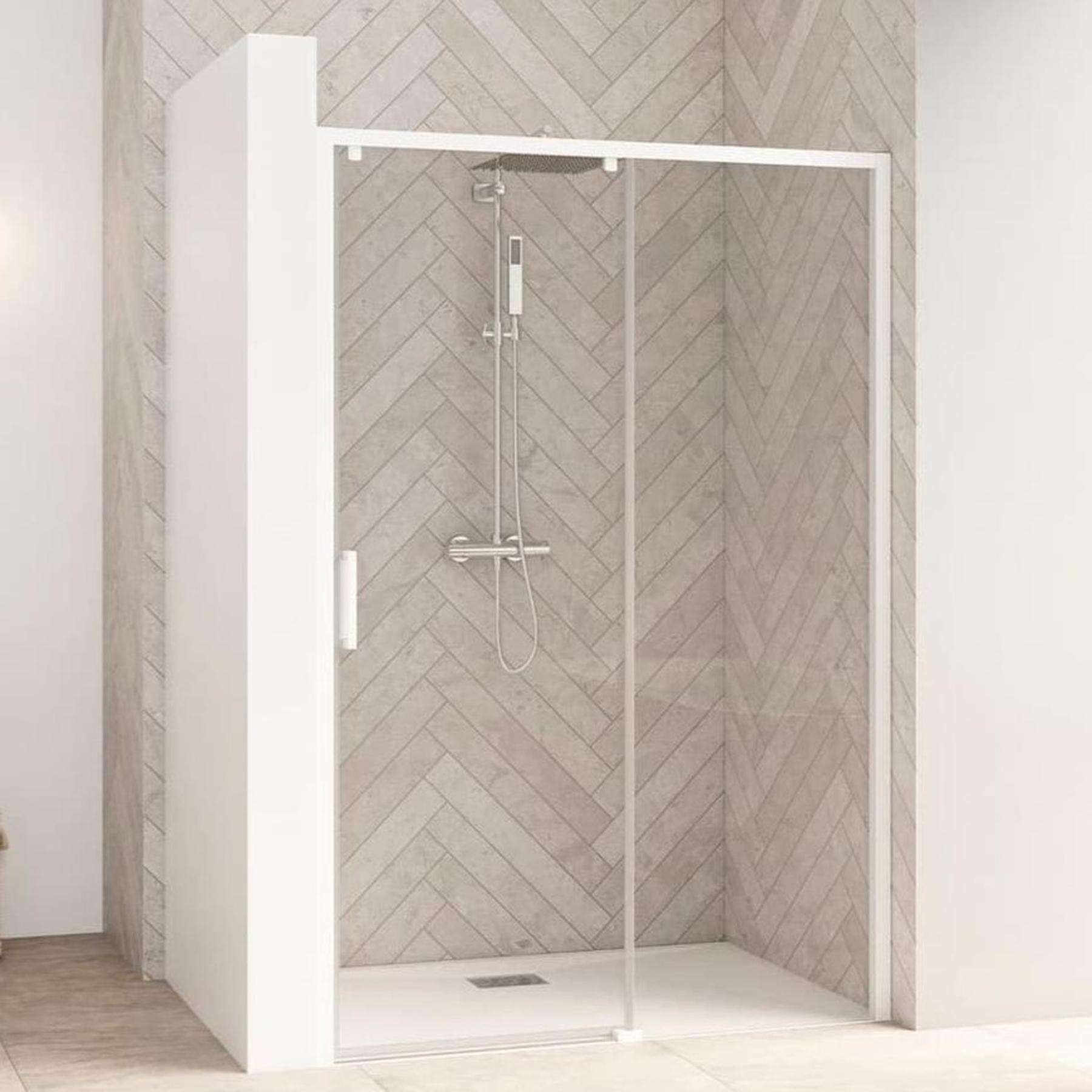 Porte de douche coulissante Kinedo SMART Design sans seuil PMR L 90 cm H 2,05 m blanc droite