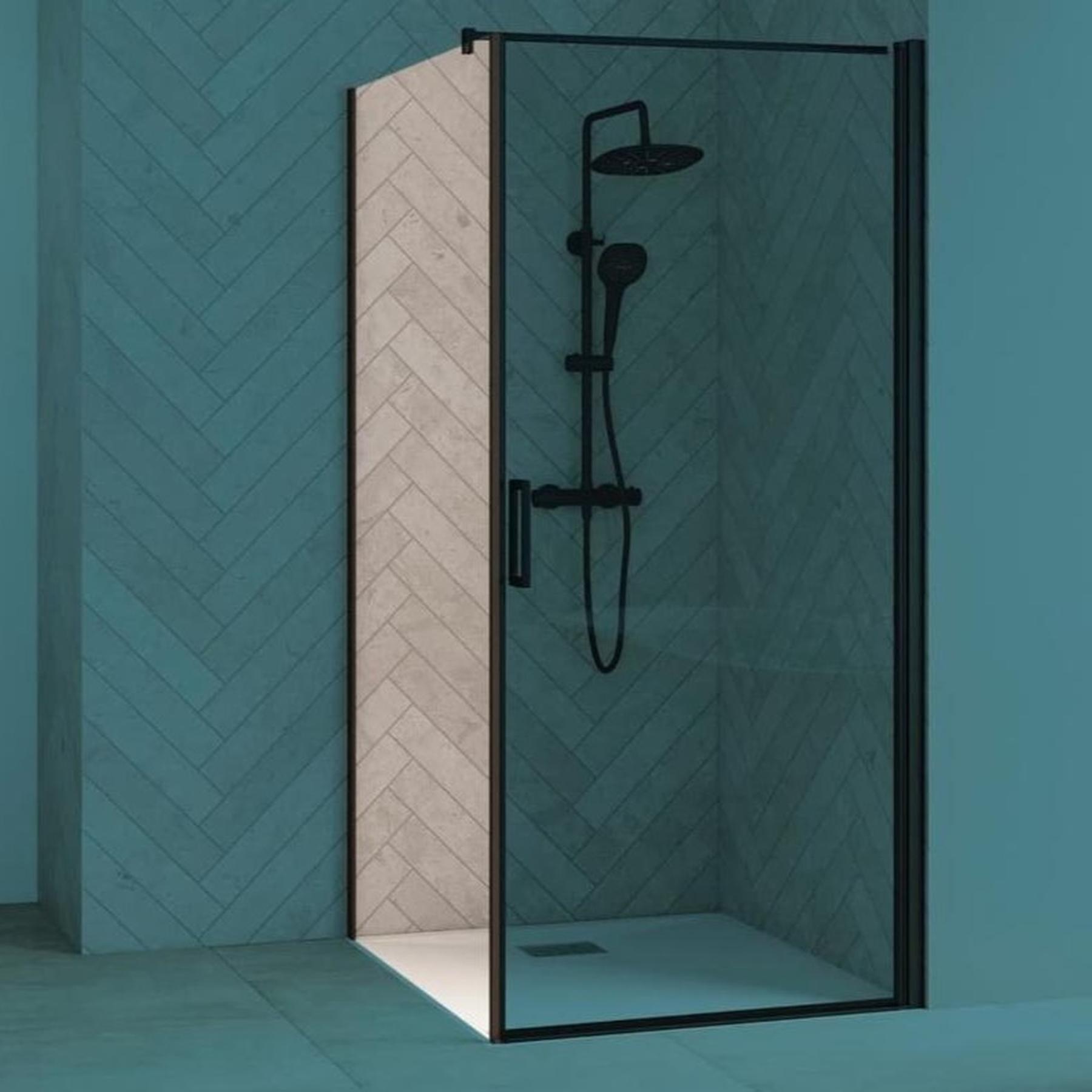 Paroi de douche fixe Kinedo SMART Design L 90 cm H 2,05 m (à coupler avec porte SMART Design)  noir verre transparent 