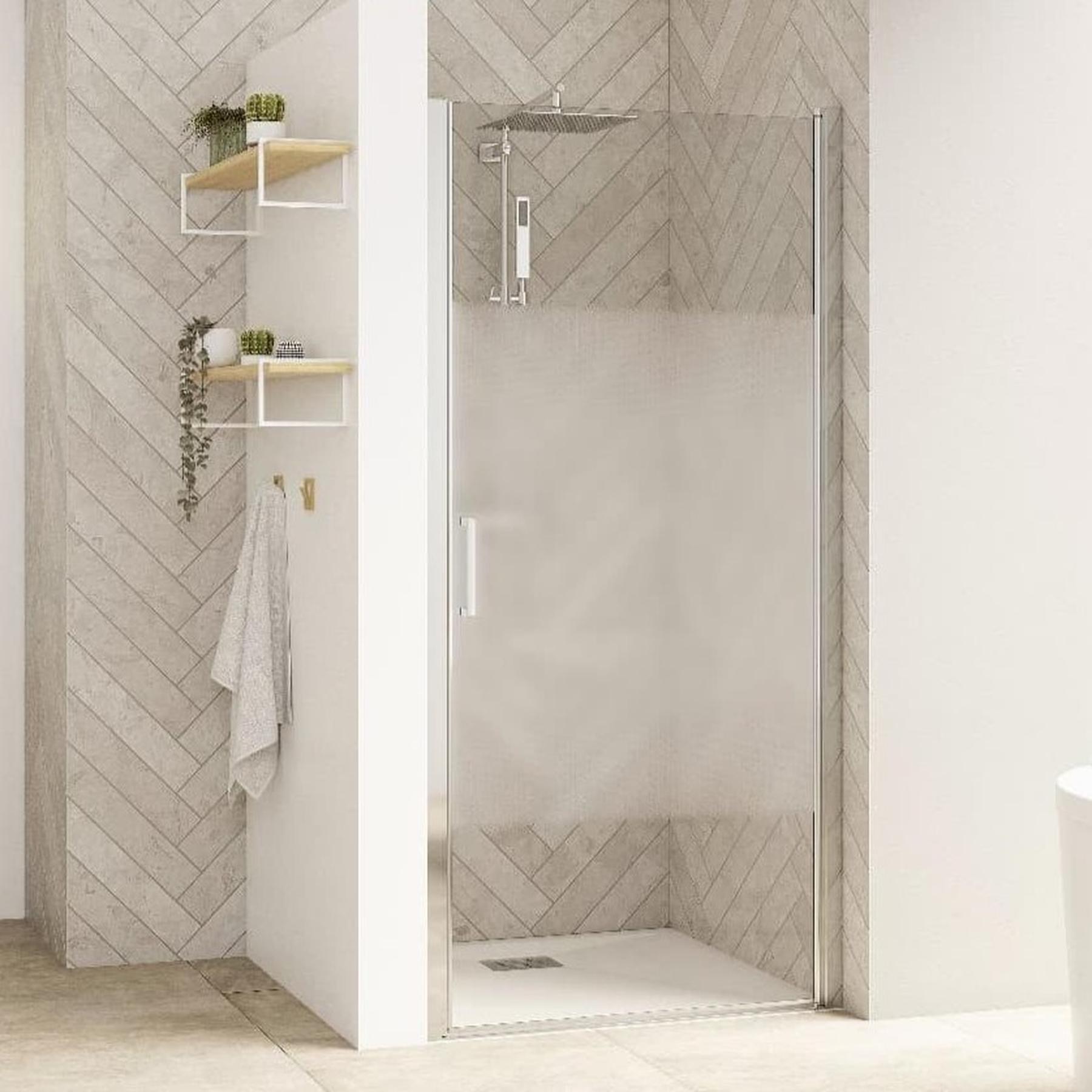 Paroi de douche Smart Design Porte pivotante avec seuil 67/80 blanc