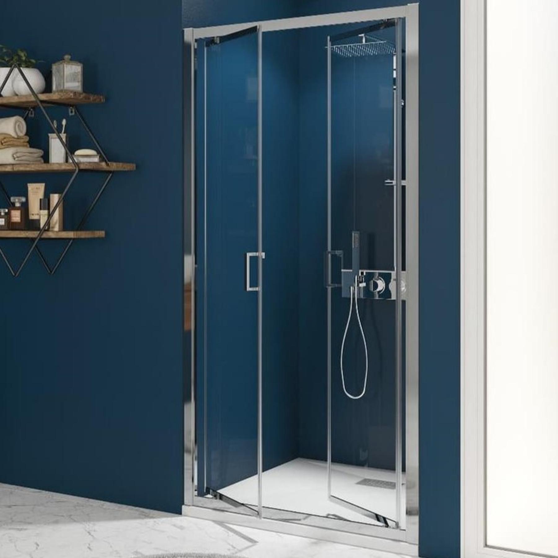 Porte de douche 2 portes battantes SMART Express largeur 90 cm profilé chromé verre transparent