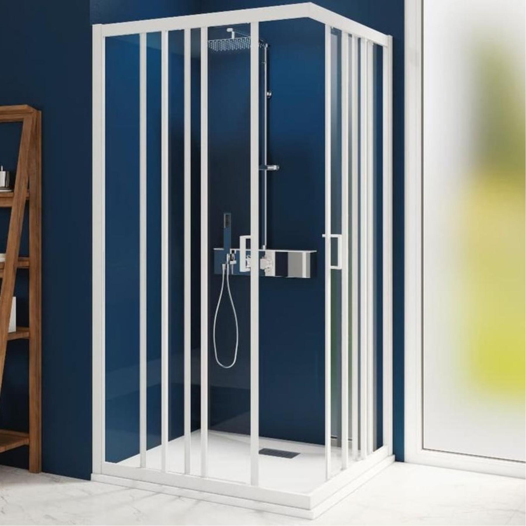 Porte de douche SMART Express 2 vantaux largeur 70 cm profilé blanc verre transparent