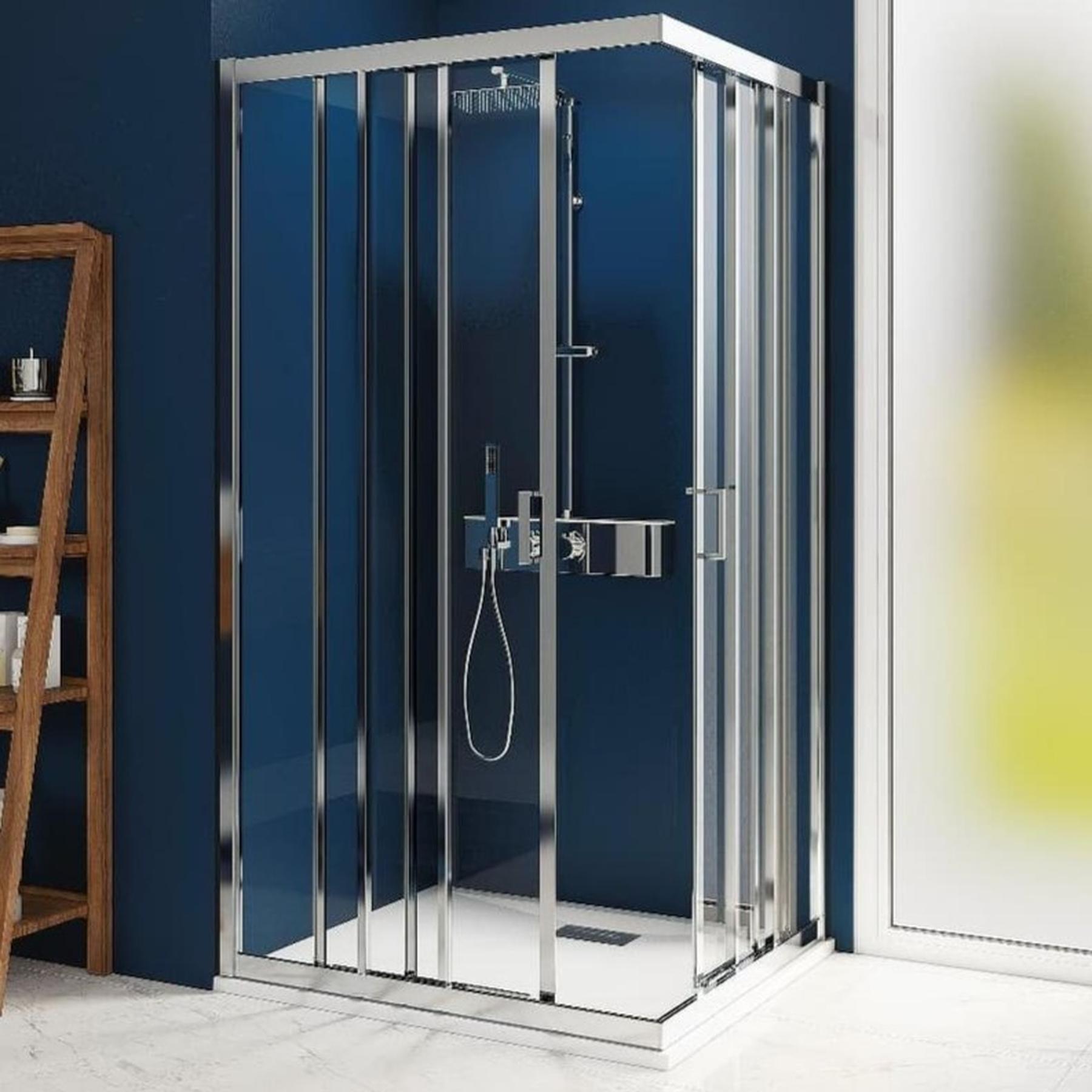 Porte de douche SMART Express 2 vantaux largeur 70 cm profilé chromé verre transparent