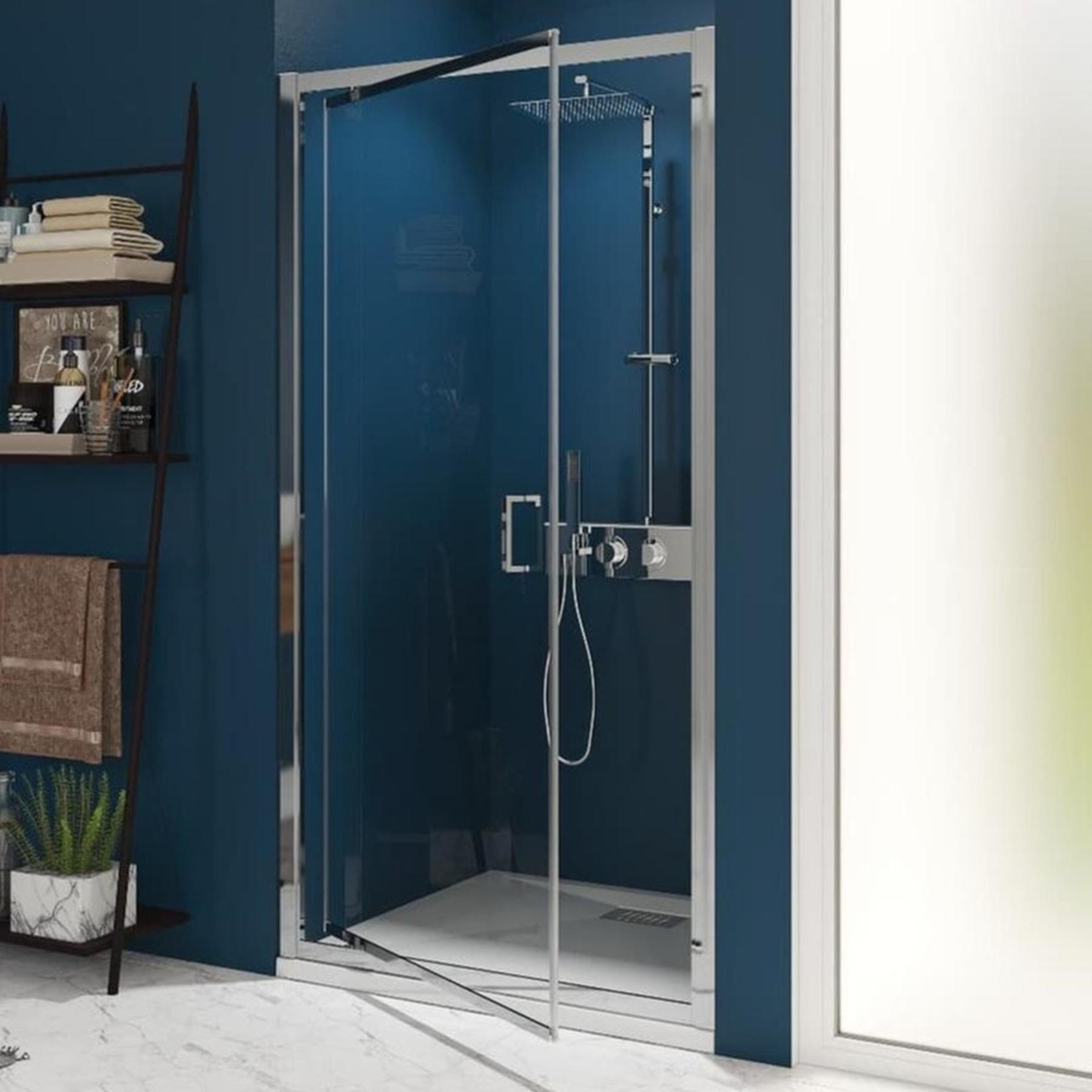 Porte de douche porte pivotante SMART Express dimensions 90x190 profilé chromé verre transparent
