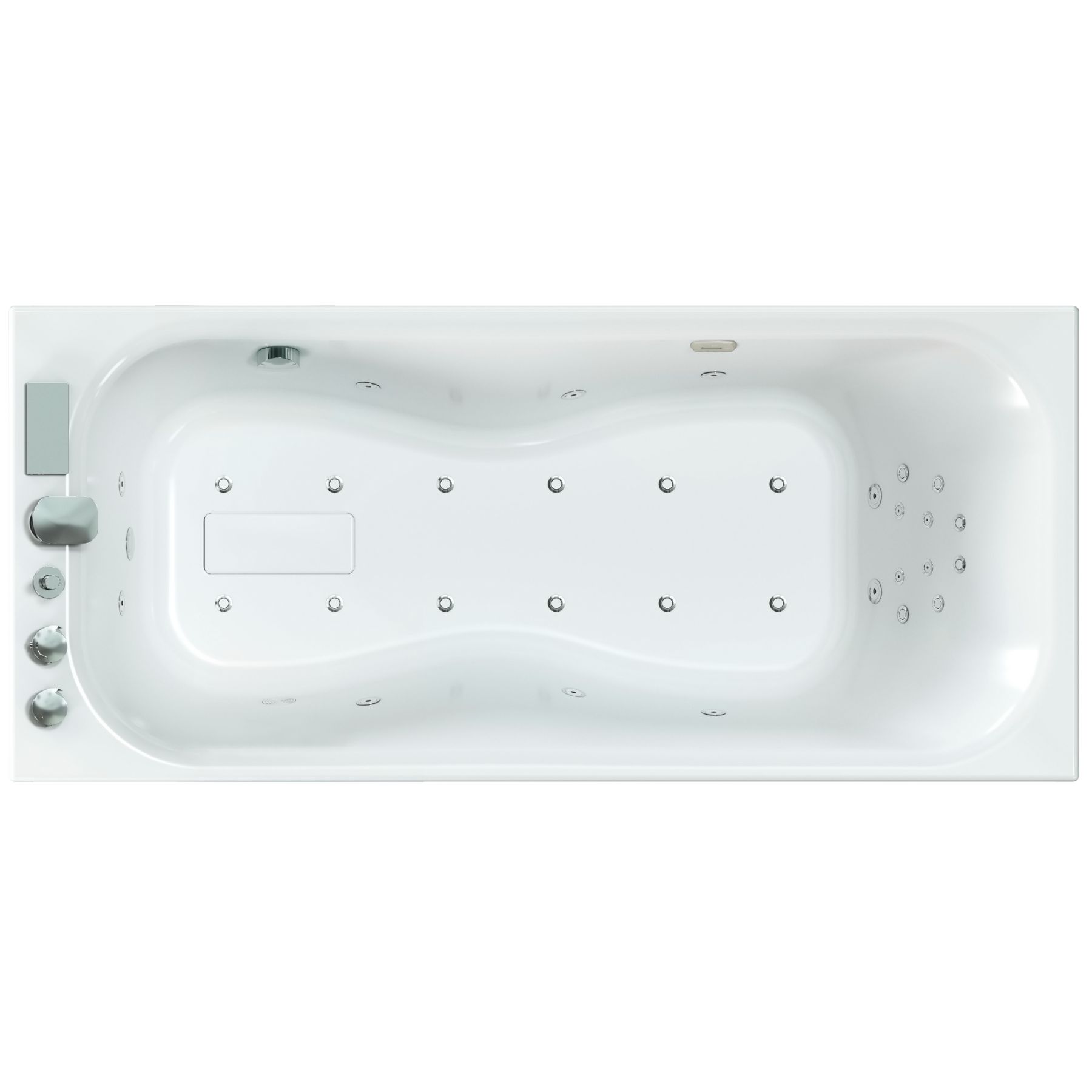 Baignoire balnéo ZUMBA 160x70 sur châssis métal, système balnéo VITALITÉ tête bain à droite finition blanche mat non brillante